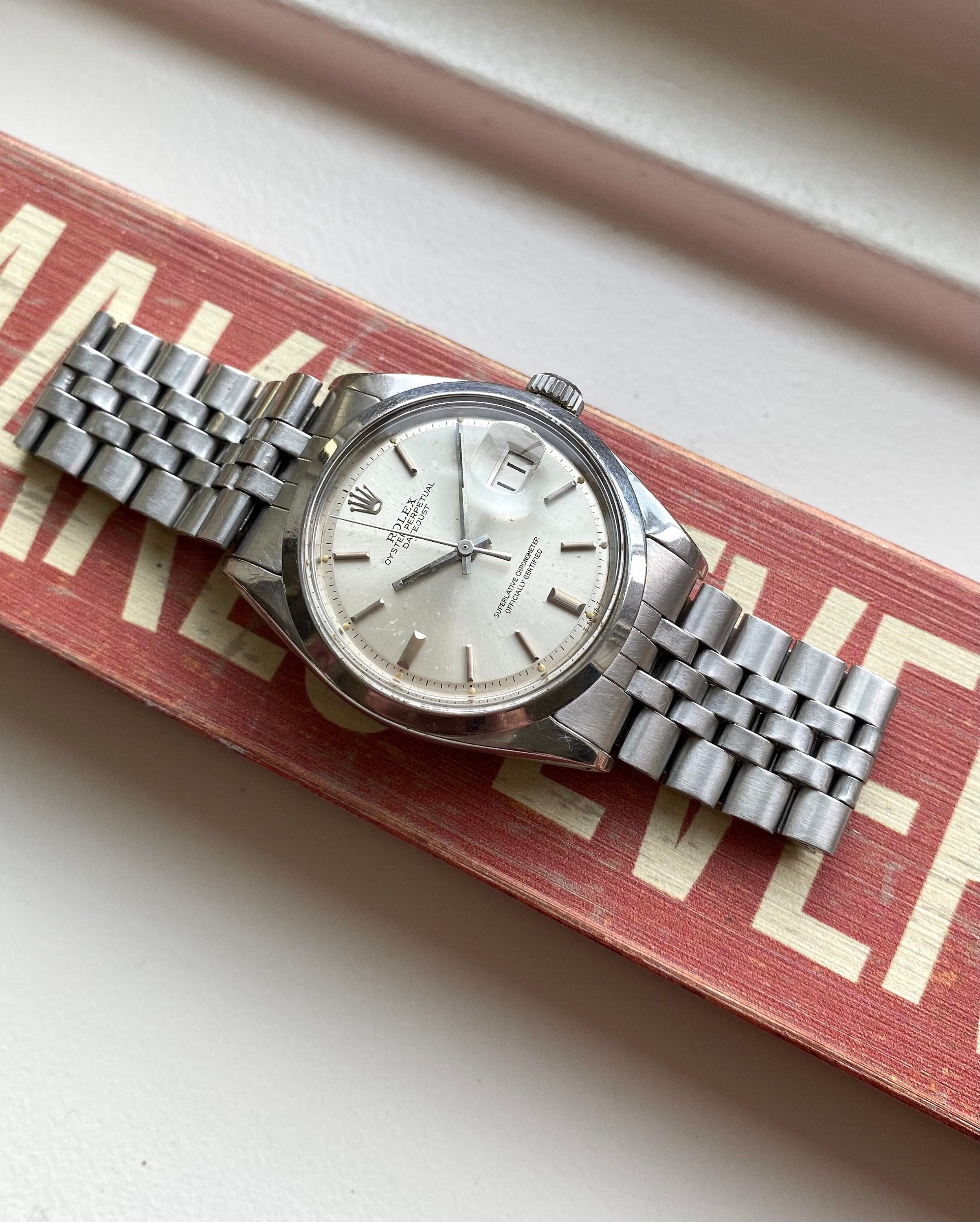 Datejust 1600 Vintage Automatic Silver Patina Dial Smooth Bezel w/ Bracelet