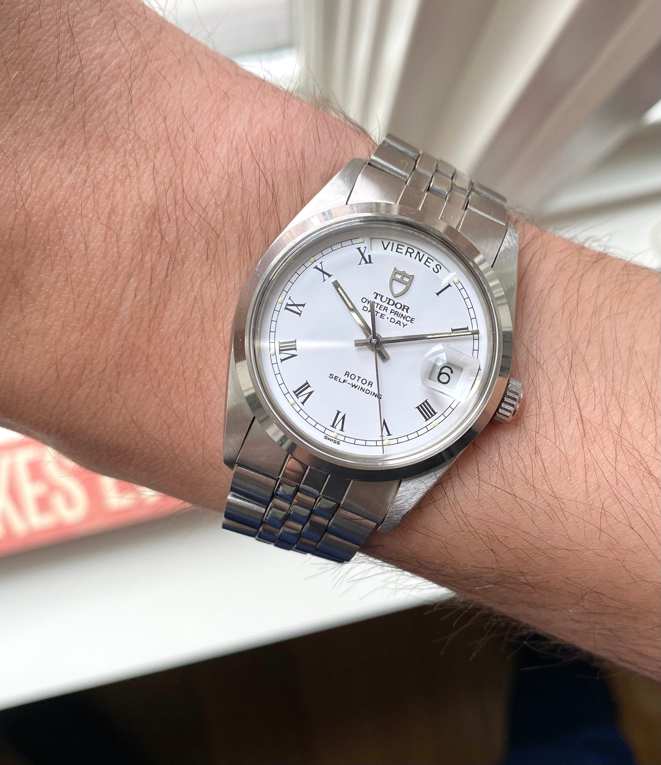 Tudor Oysterprince Date Day 80s Ref 94500 Automatic White Dial w/ Box and Papers Watch
