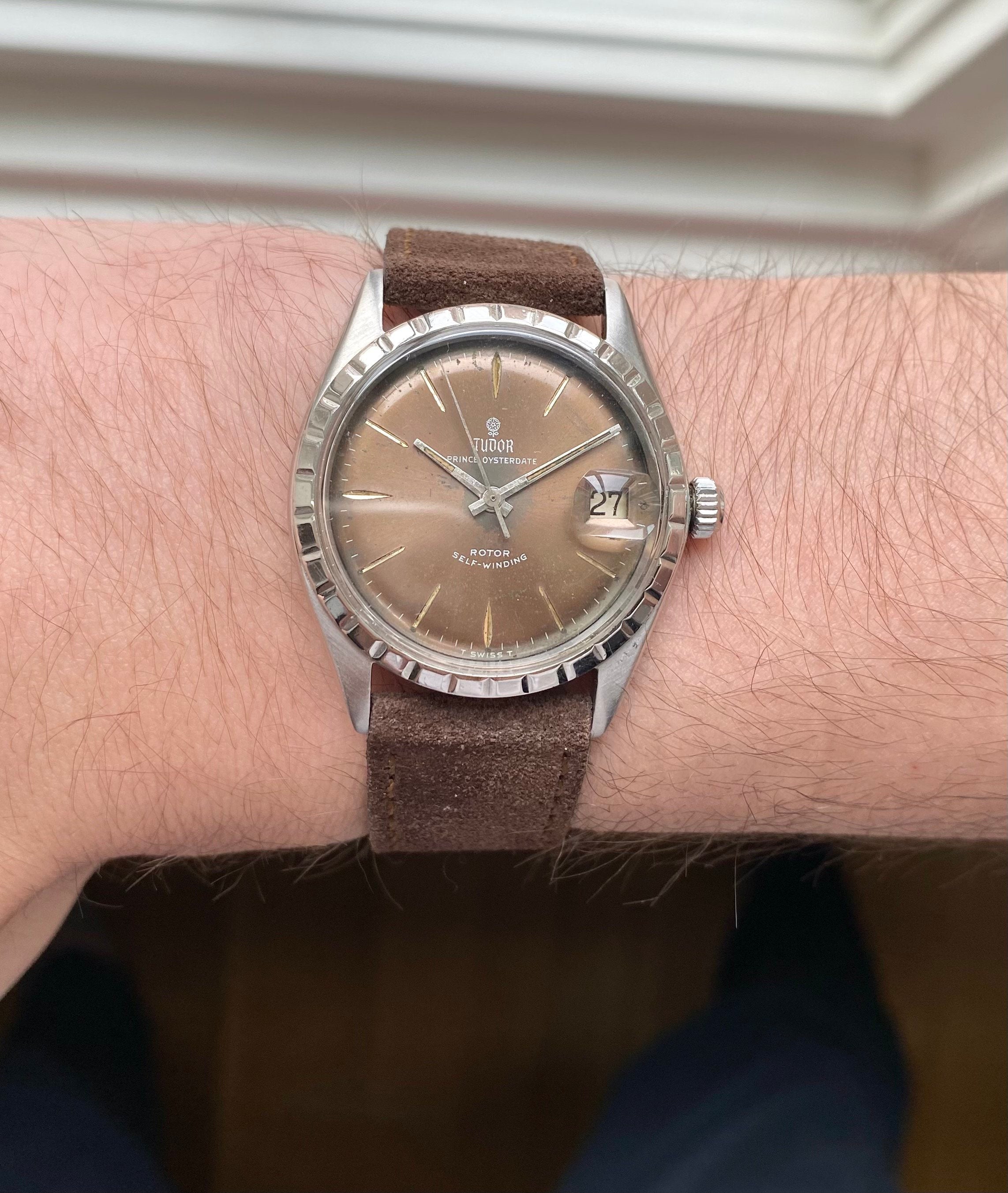 Vintage Tudor Prince Oysterdate Ref 7966 Automatic Tropical Rose Dial 34mm Watch