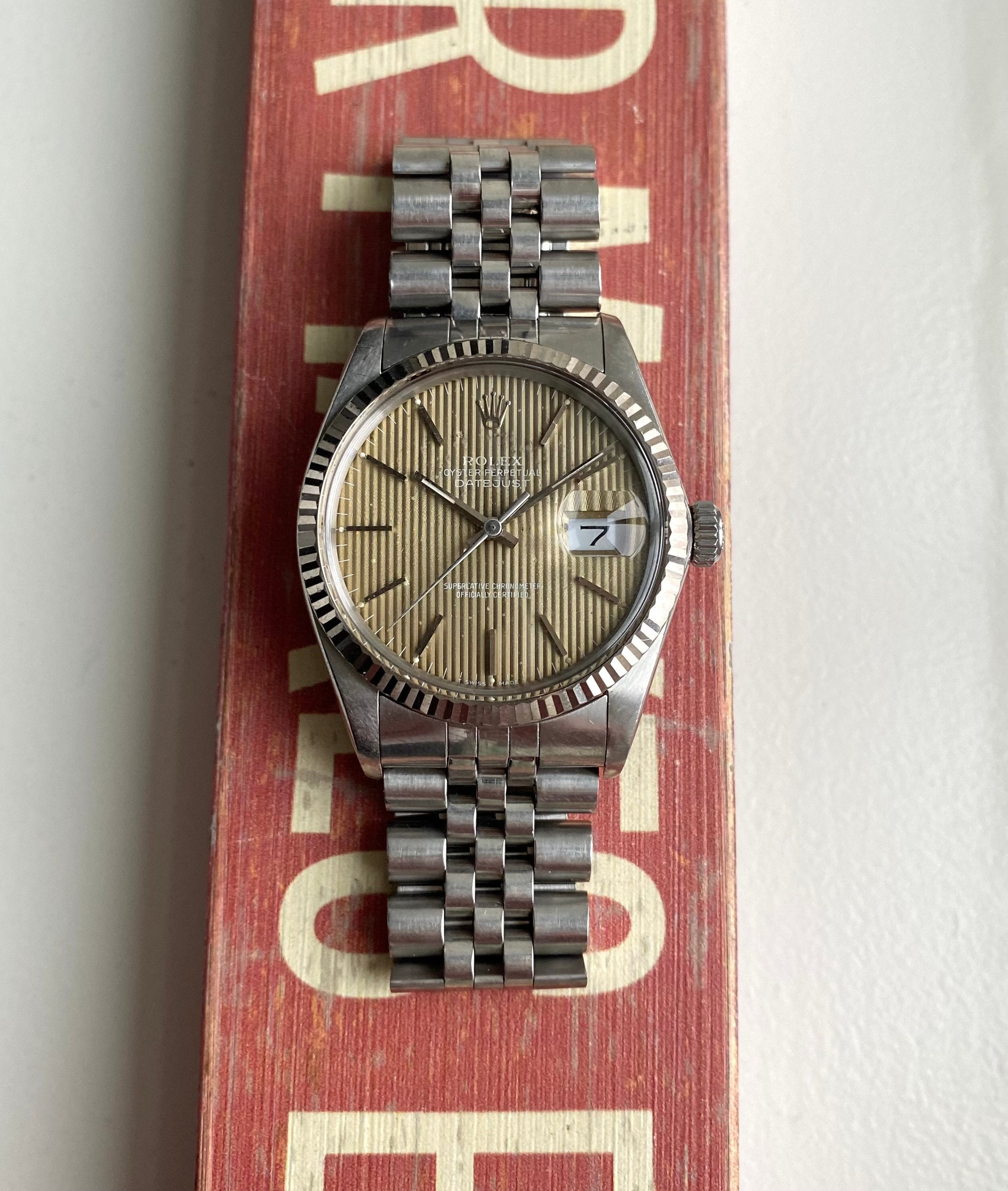 Datejust 80s Ref 16014 “Booger Green” Tapestry Dial Quickset Date 36mm