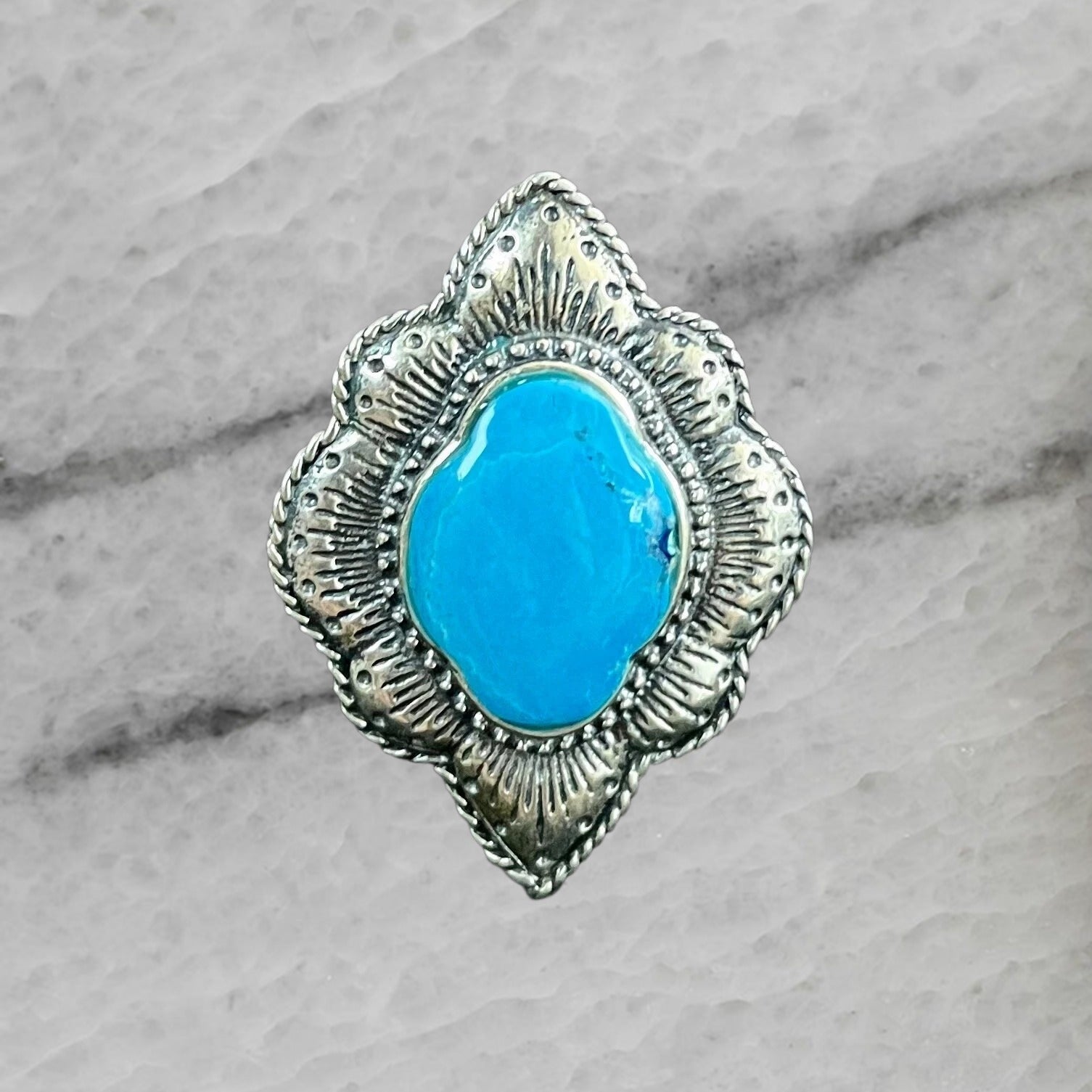 Jny Vintage Sterling Silver Turquoise Ring Size 7.25