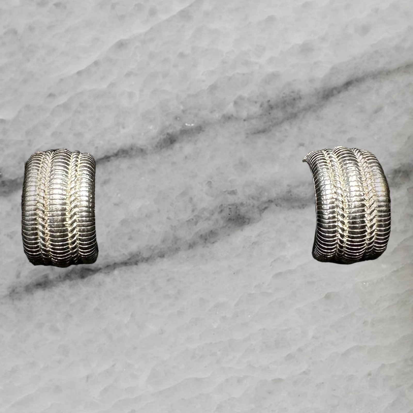 Judith Ripka Sterling Silver Wide Cable Half Hoop Earrings