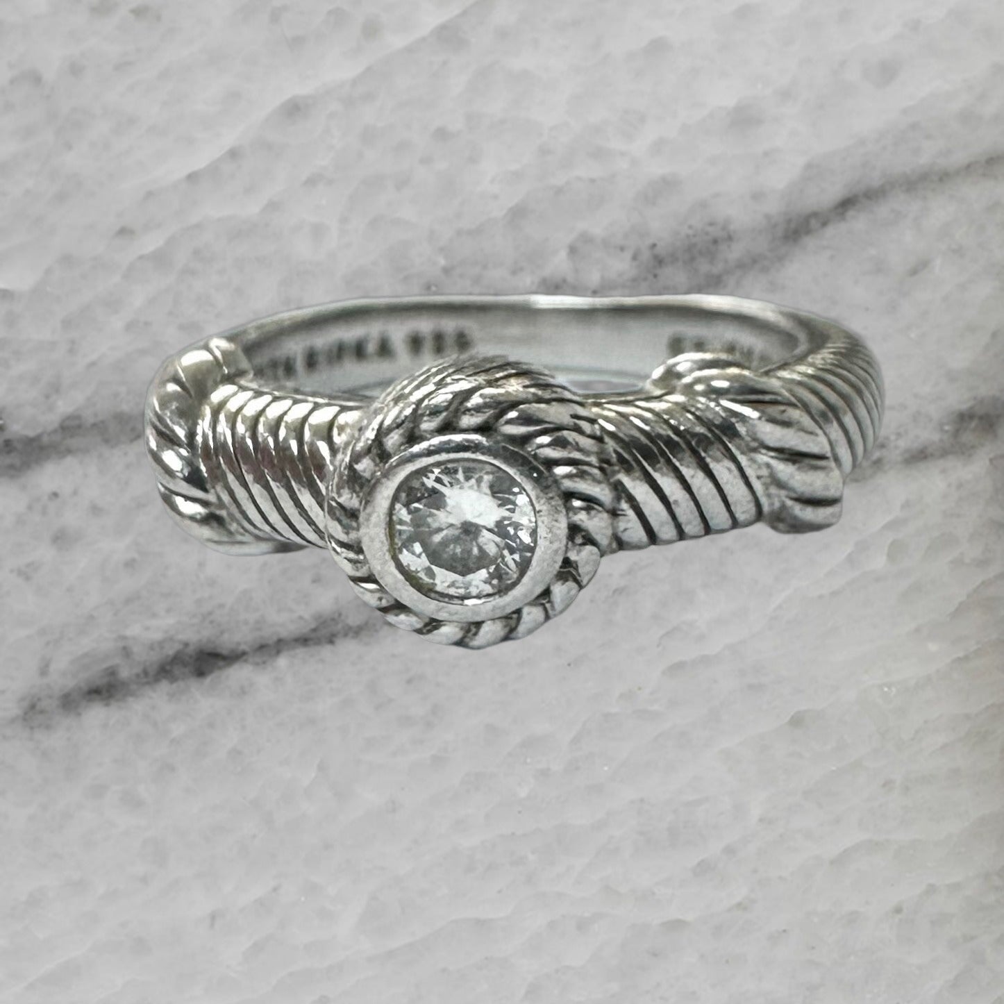 Judith Ripka Thailand Sterling Silver Cubic Zirconia Ring Size 7.75