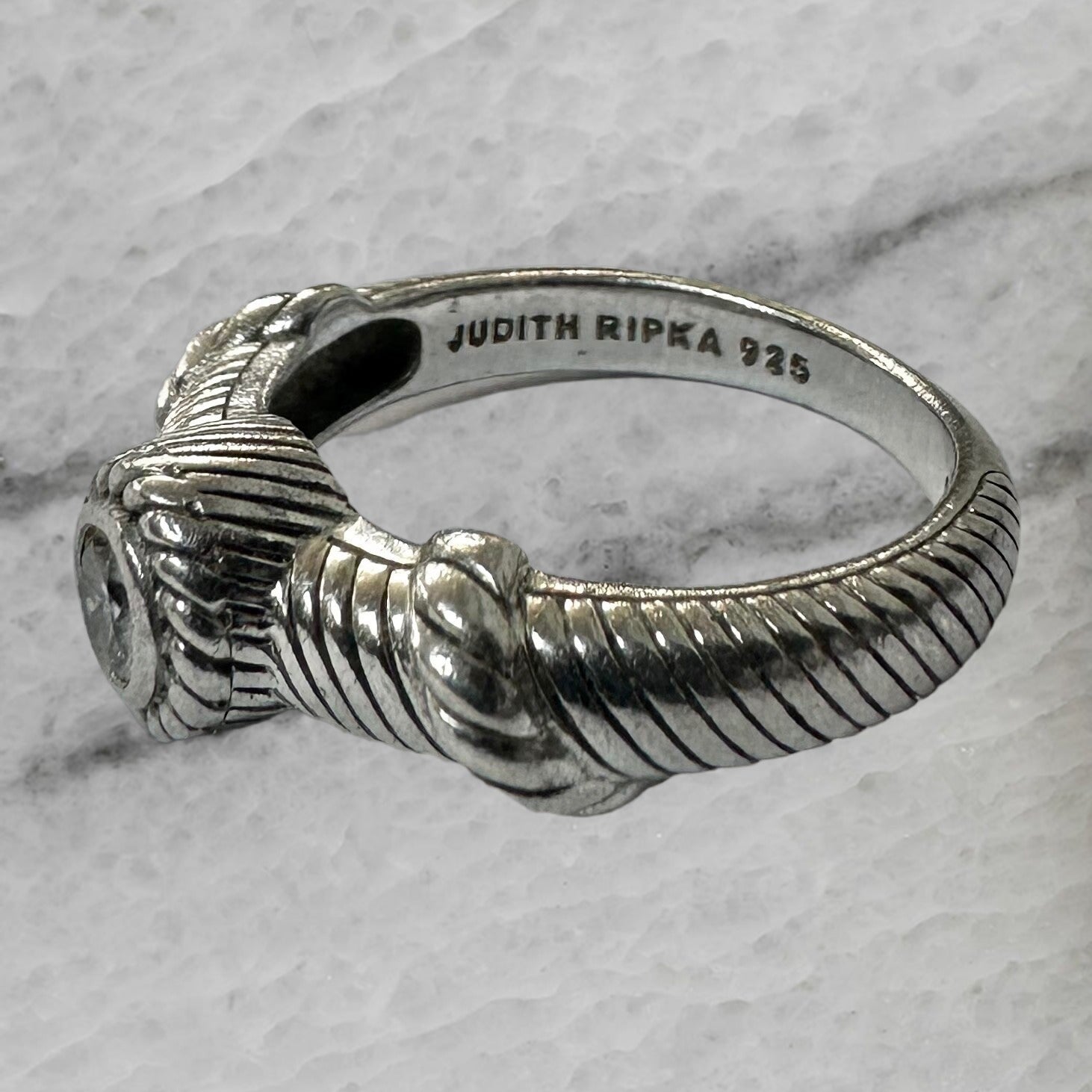 Judith Ripka Thailand Sterling Silver Cubic Zirconia Ring Size 7.75