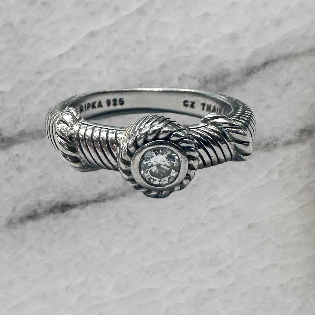 Judith Ripka Thailand Sterling Silver Cubic Zirconia Ring Size 7.75