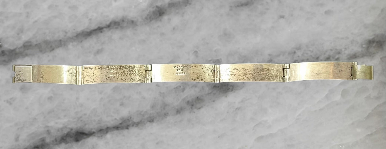 Mexico Taxco TC 49 Sterling Silver Bracelet with Turquoise Inlay 7 5
