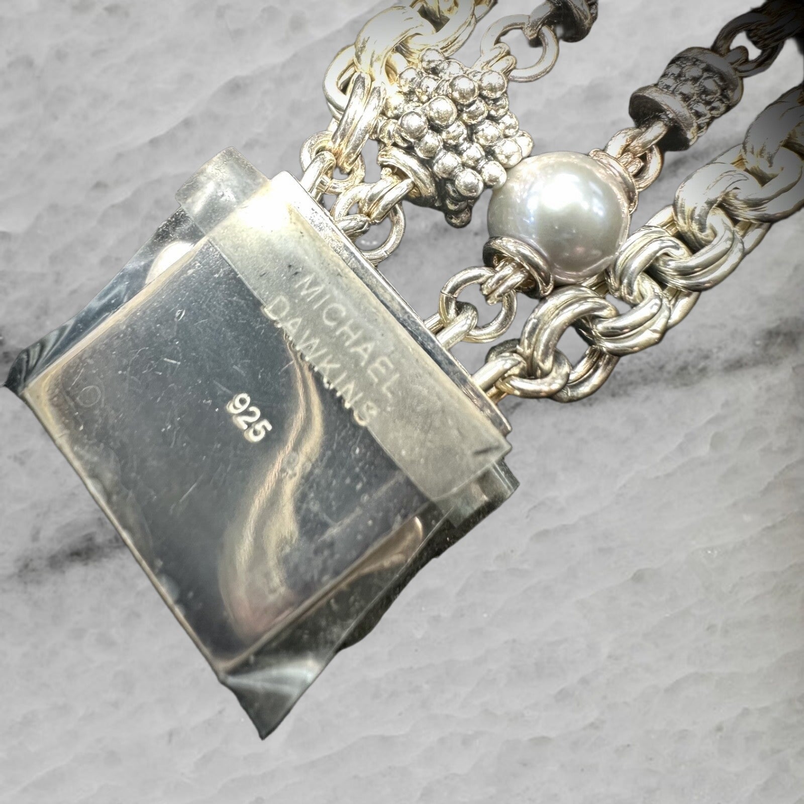 Michael Dawkins Sterling Silver Multi Strand Pearl Bracelet 8
