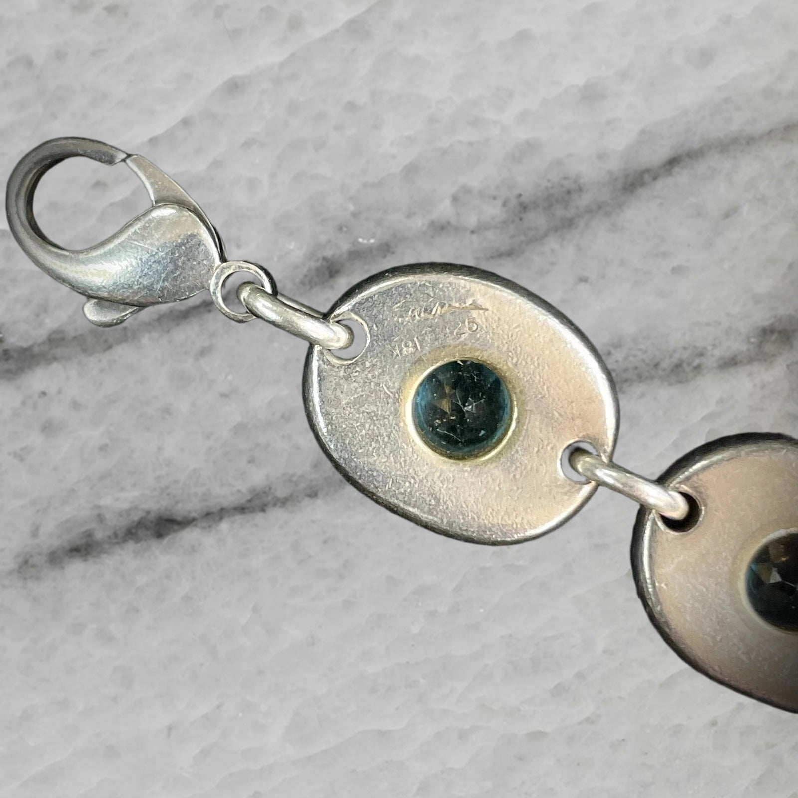 Robert Lee Morris Sterling Silver 18K Yellow Gold Bracelet Blue Topaz 7 5