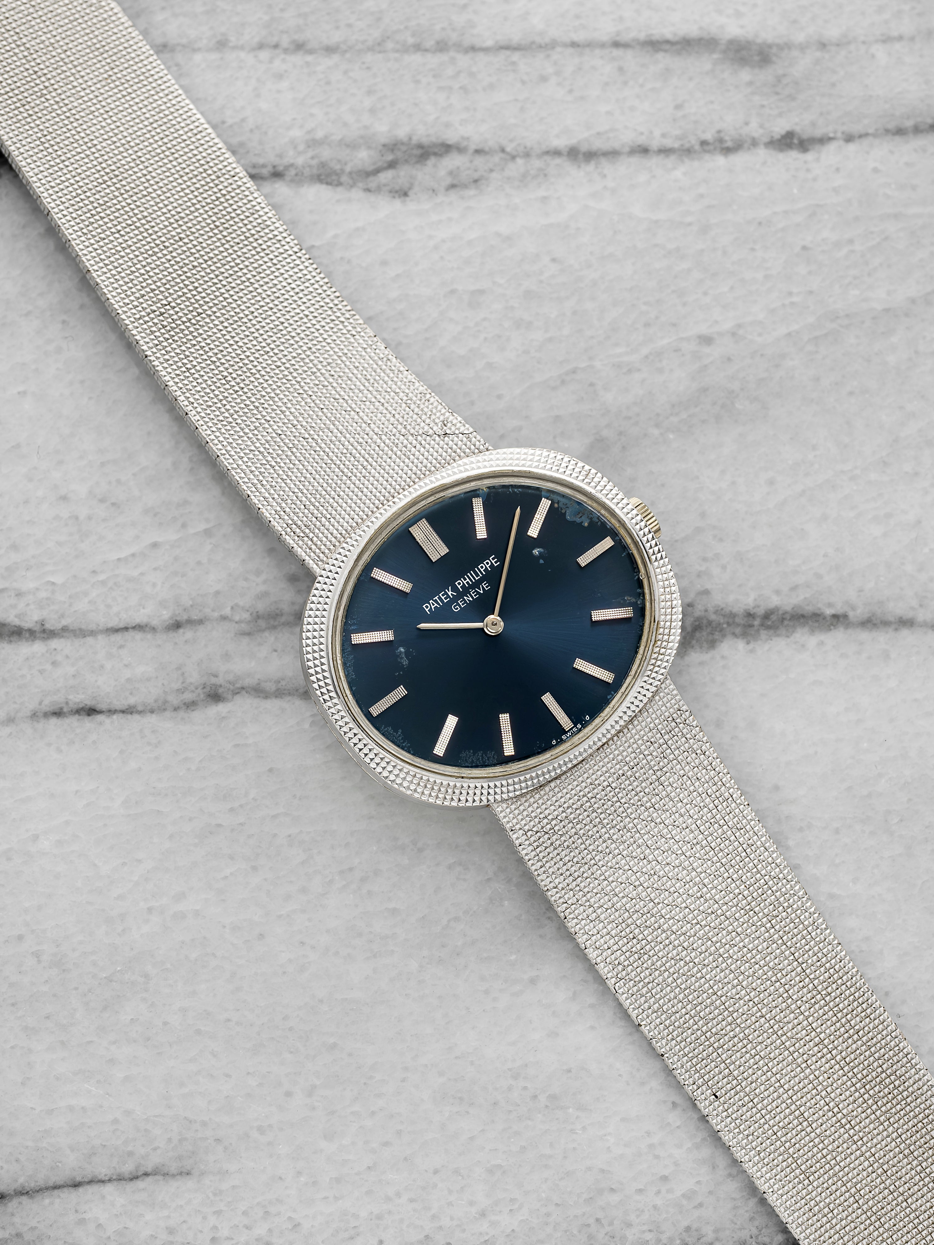 Vintage 1972 Patek Philippe Ellipse 3781/1 18K WG Blue Sunburst Dial Manual 32mm