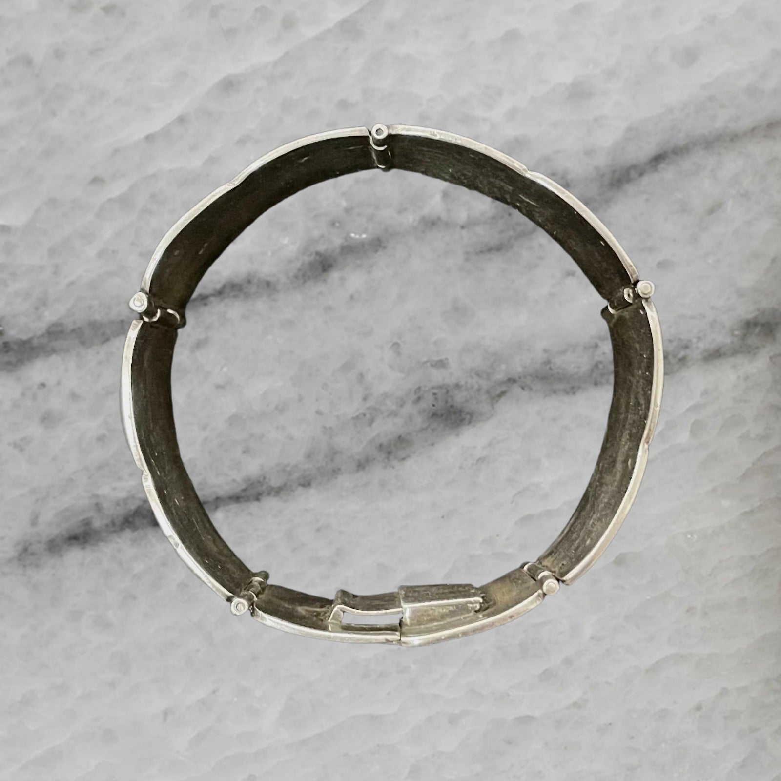 Vintage Sterling Silver Wide Panel Bracelet 7 5