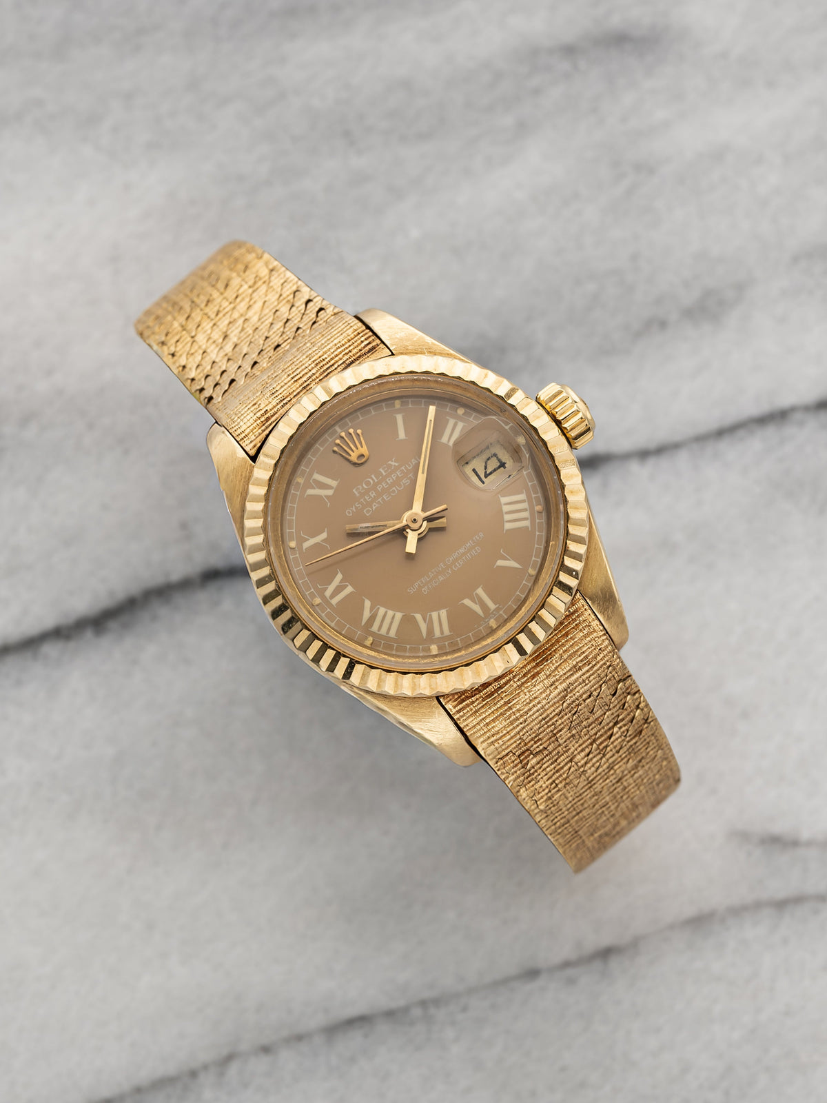 Vintage 1965 Rolex Lady Datejust 6517 18K YG Brown Havana Buckley Dial Auto 26mm