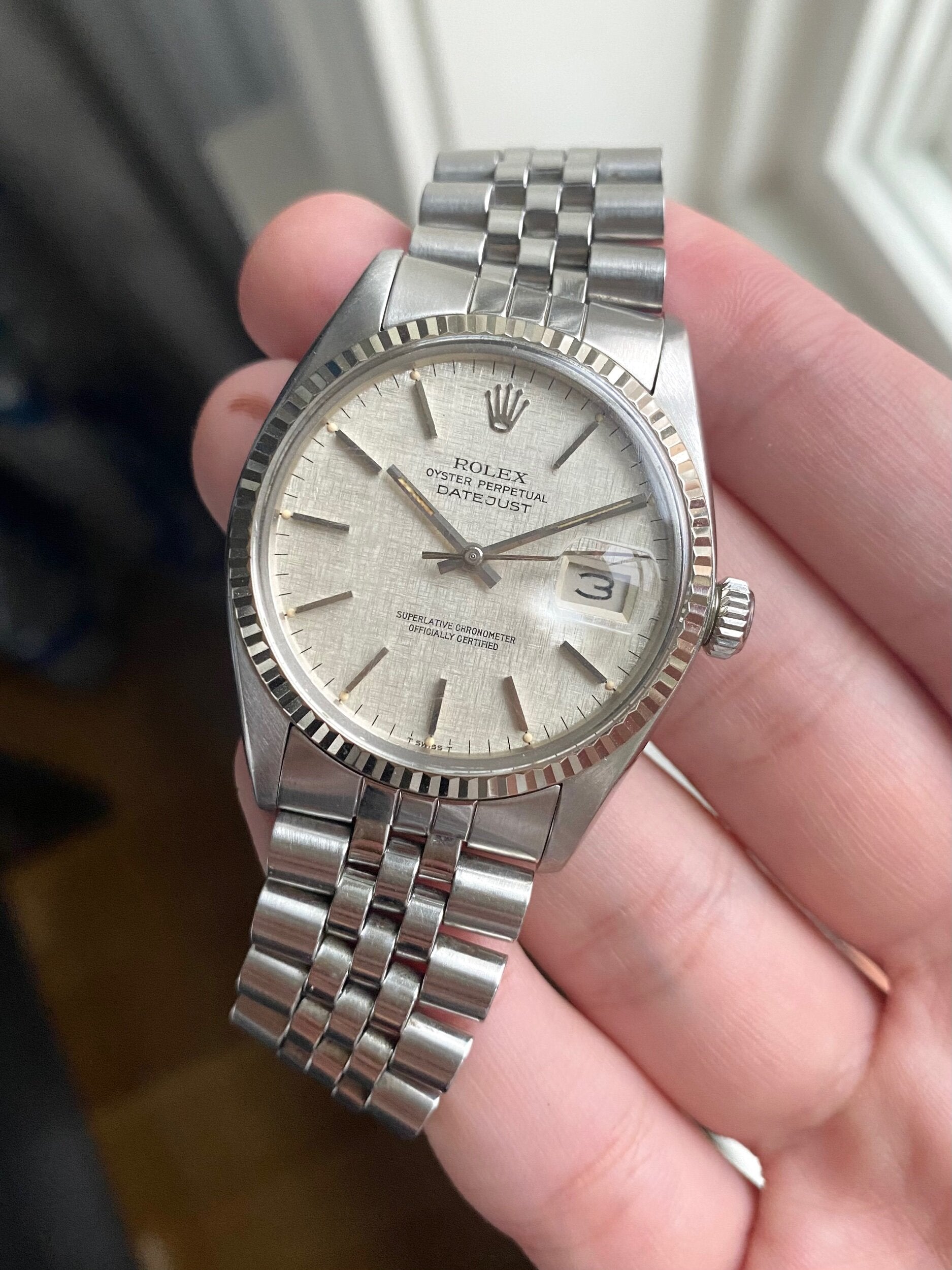 Rolex Datejust 16014 linen dial 36mm quickset