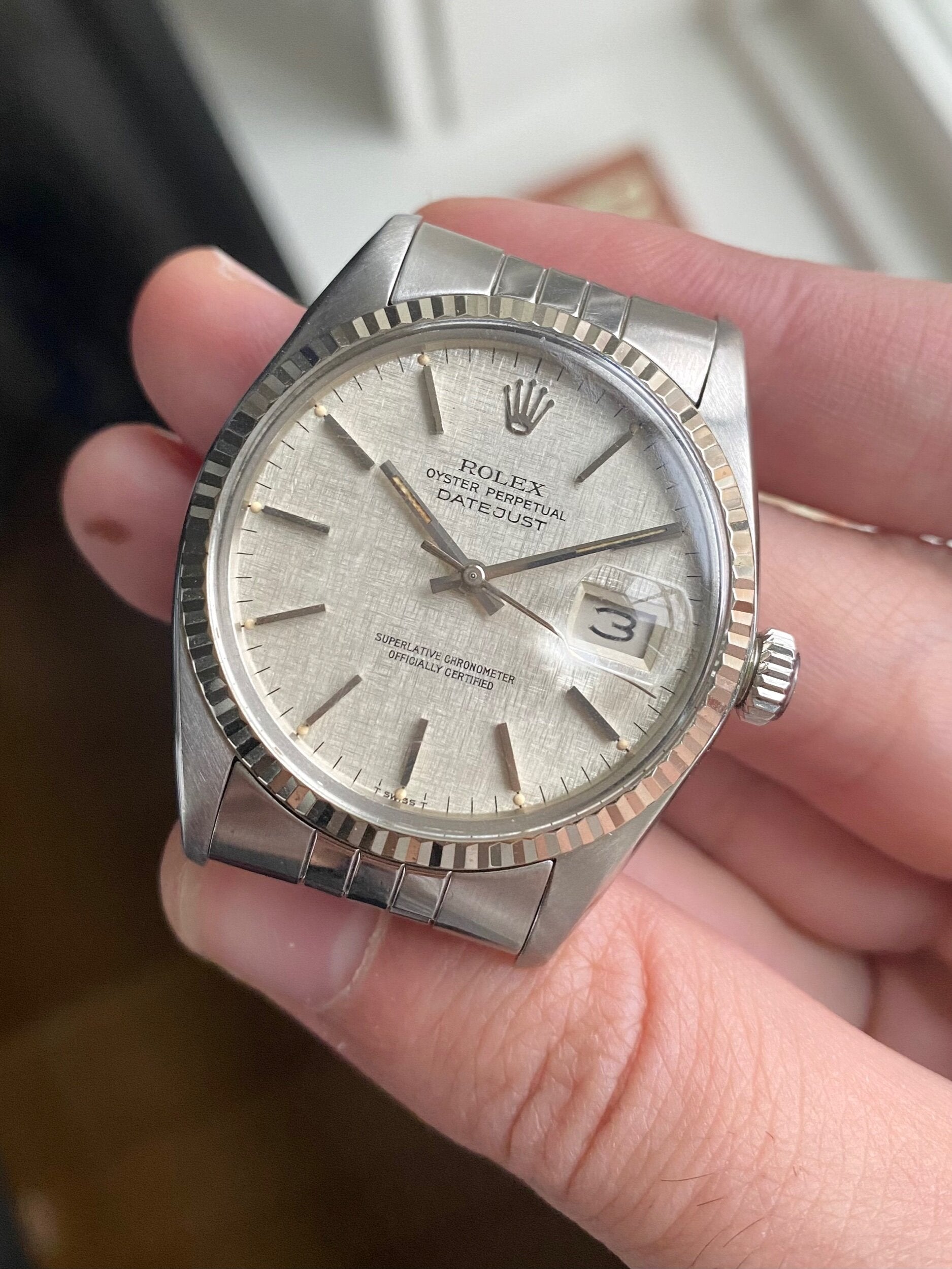 Rolex Datejust 16014 linen dial 36mm quickset