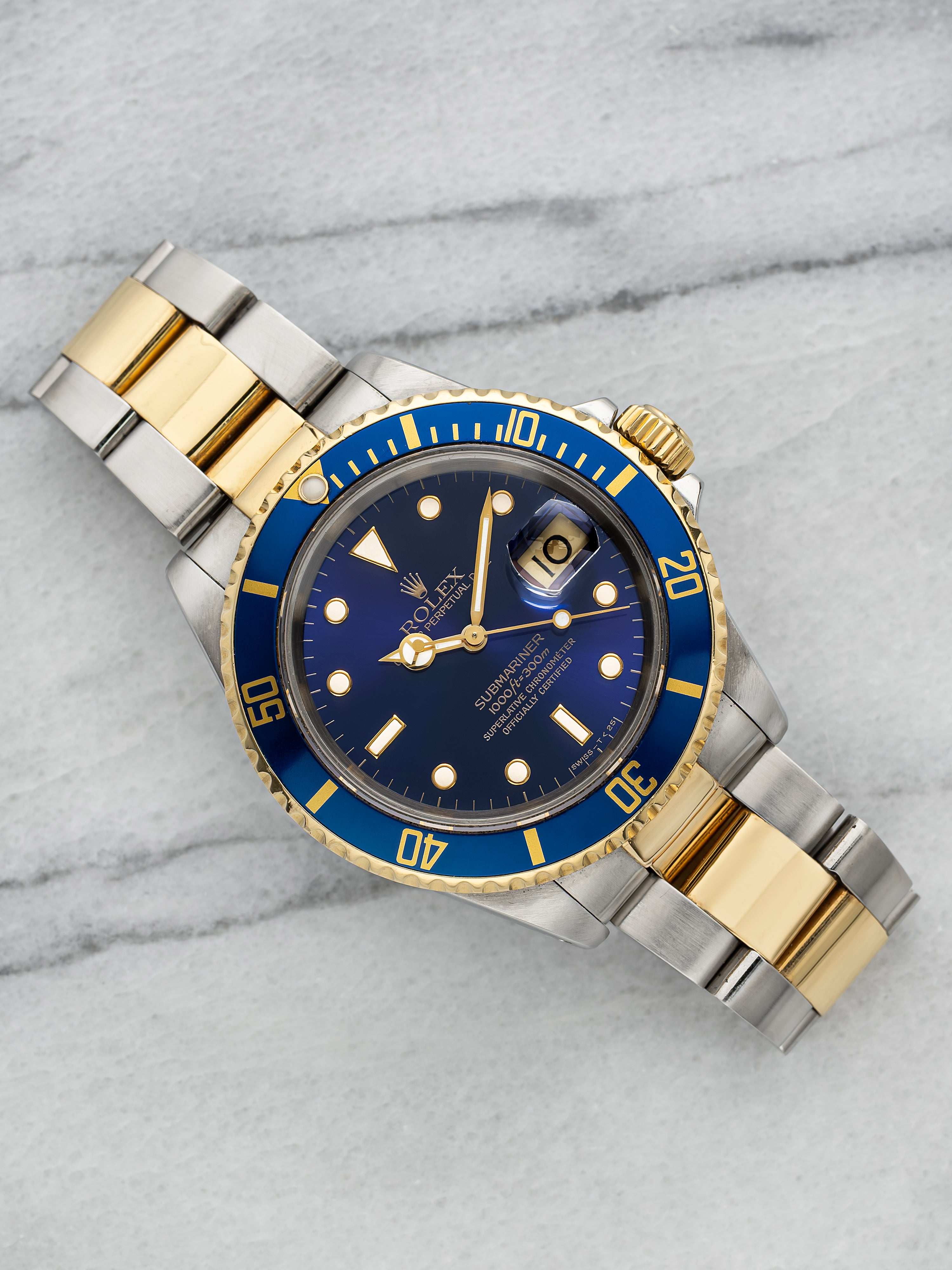 Vintage 1990 Rolex Submariner 16613 Two-Tone Blue Dial Automatic 40mm