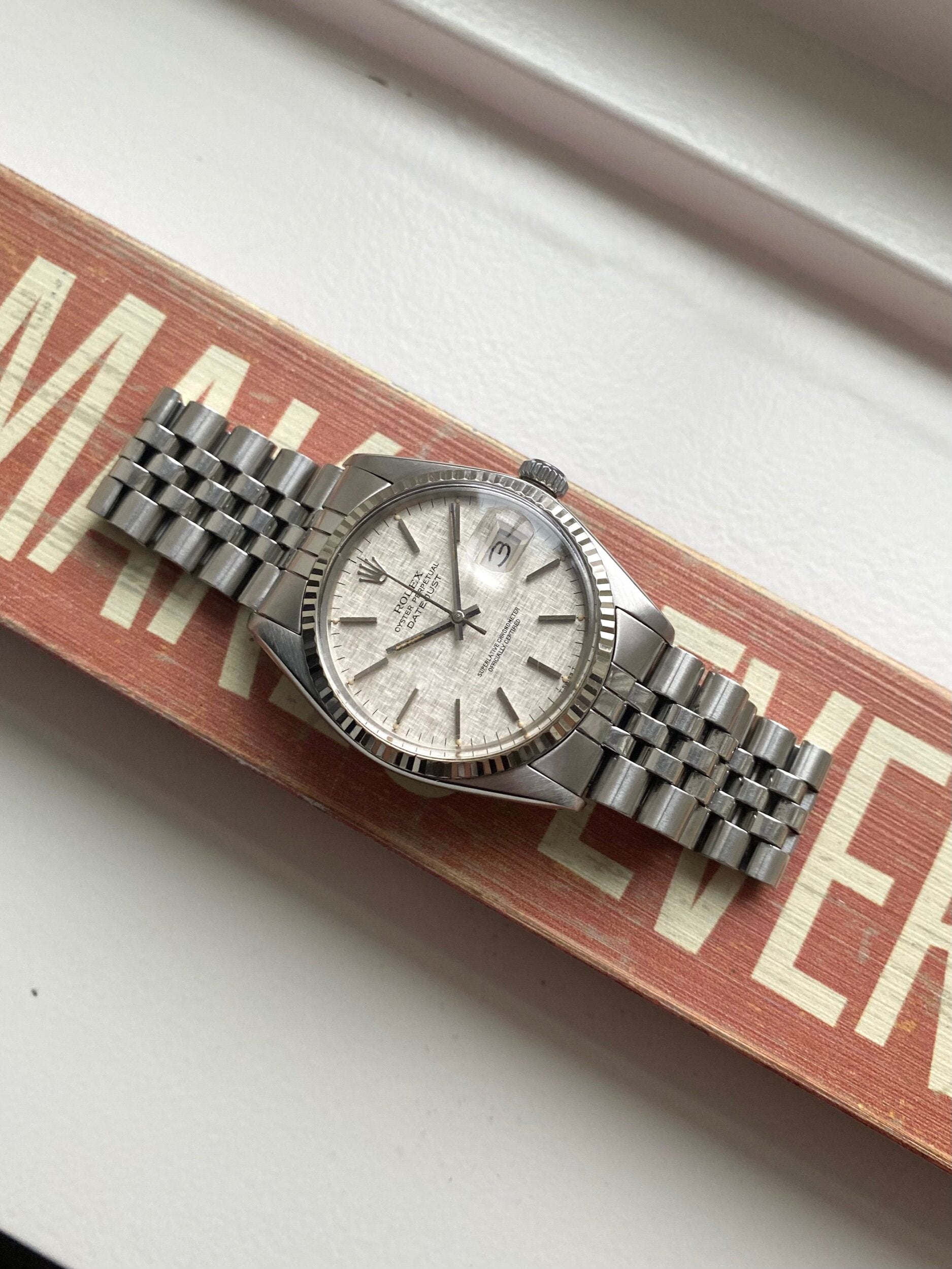 Rolex Datejust 16014 linen dial 36mm quickset