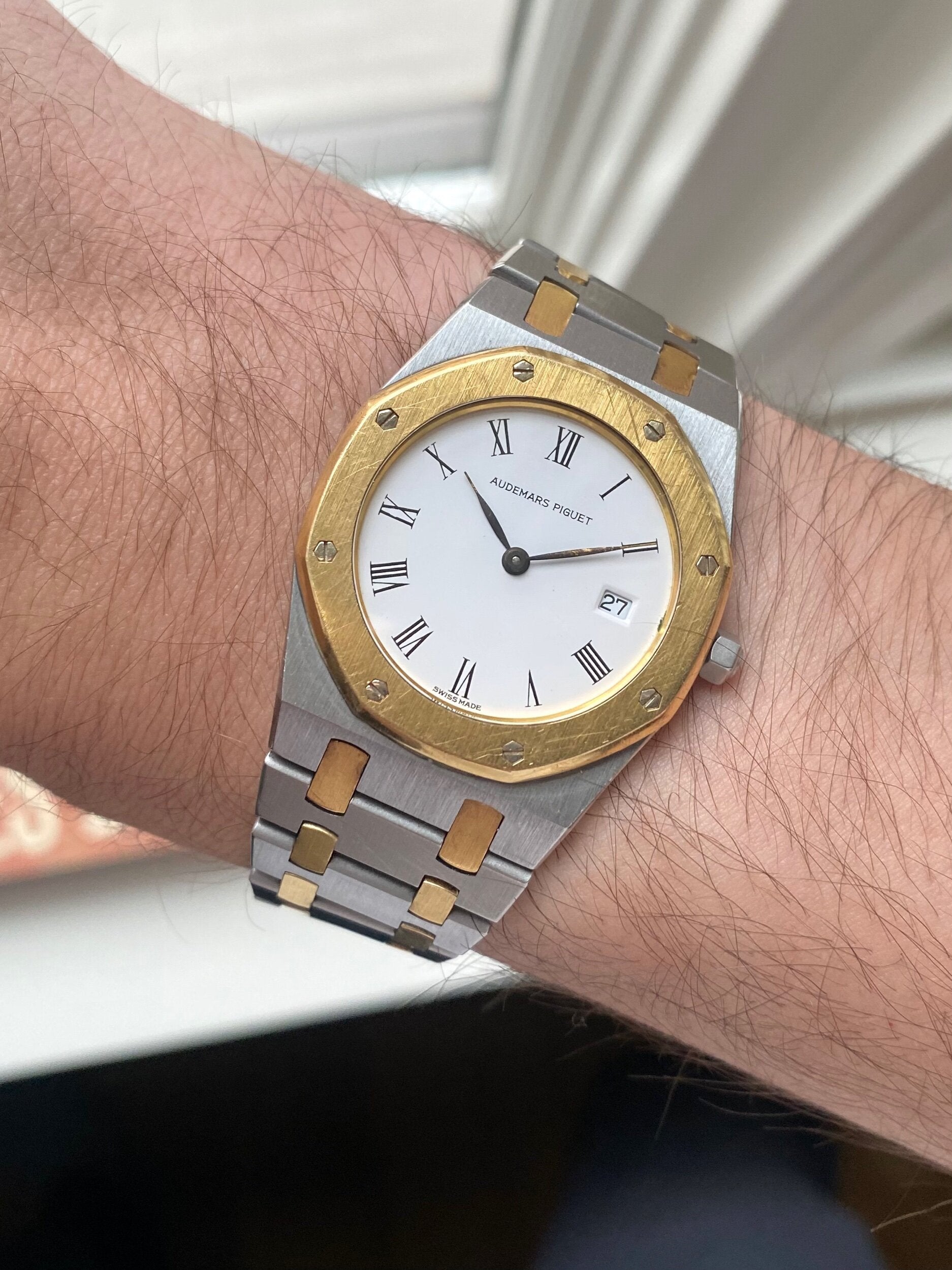 Royal Oak 90s Quartz Two Tone White Dial Quickset Date 33mm