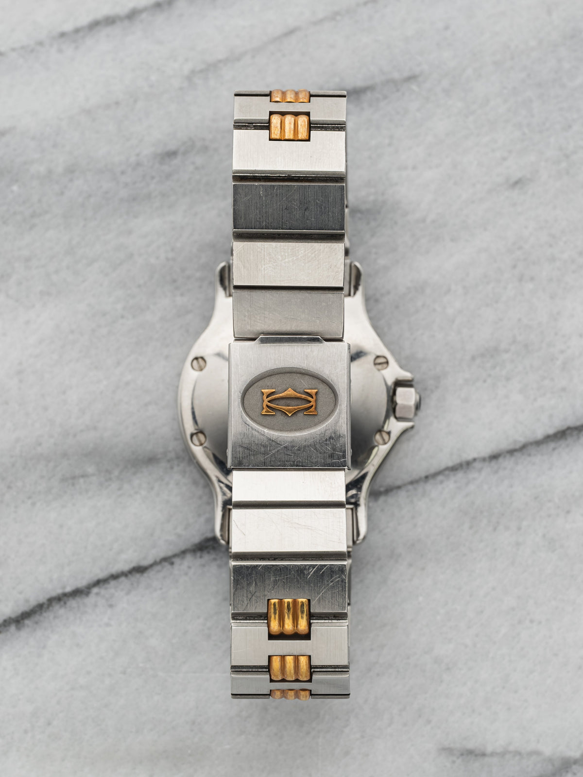 Vintage Cartier Santos Octagon 0907 Two-Tone Automatic White Roman Dial 25mm