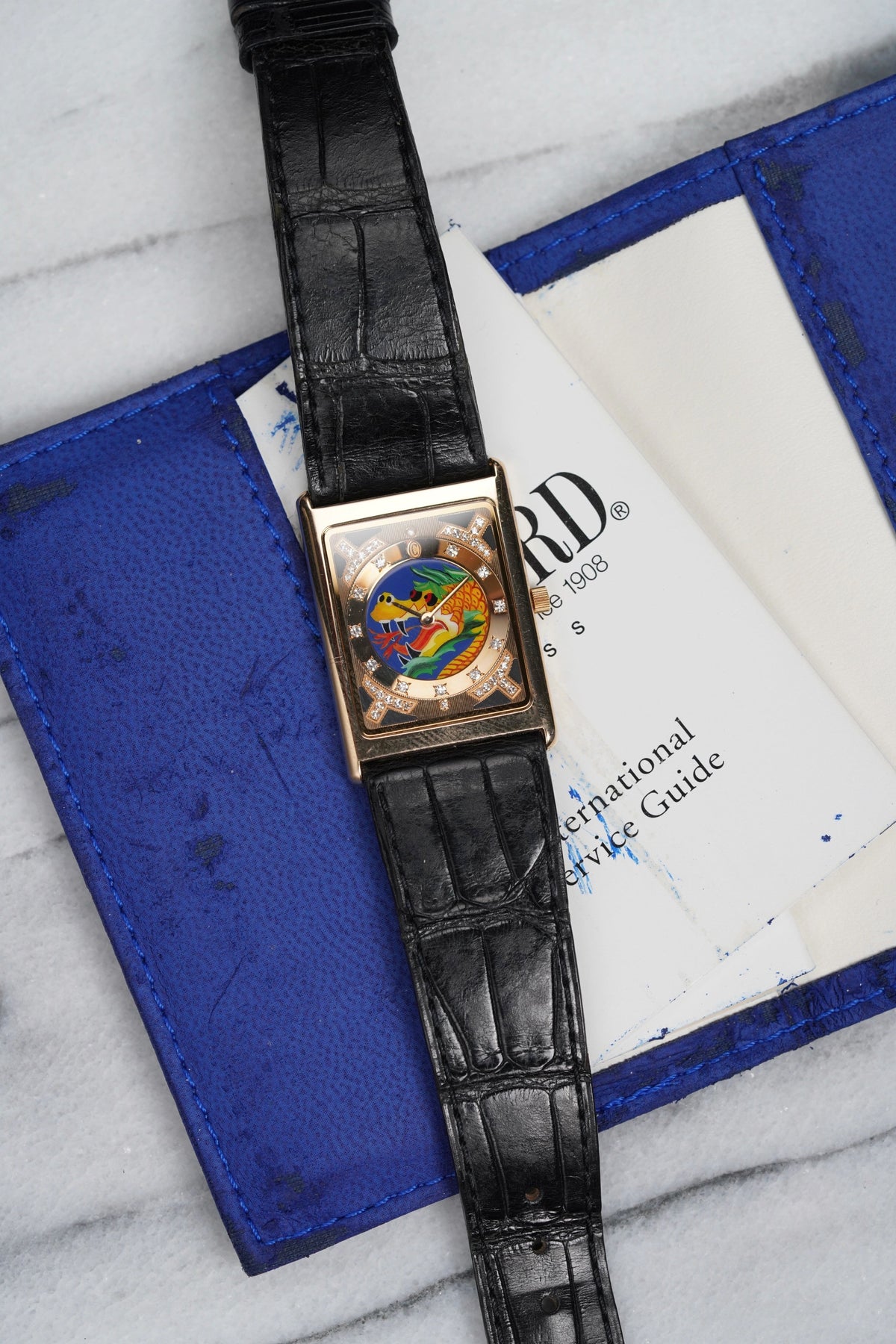 Vintage 1998 Concord "Year of The Dragon" 18K Rose Gold Enamel Dial Manual 29mm