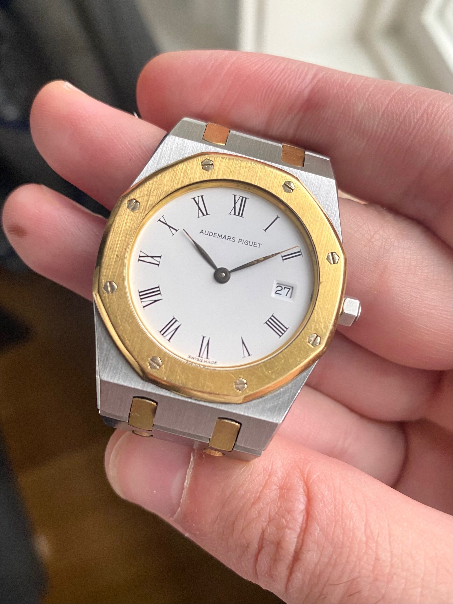 Royal Oak 90s Quartz Two Tone White Dial Quickset Date 33mm