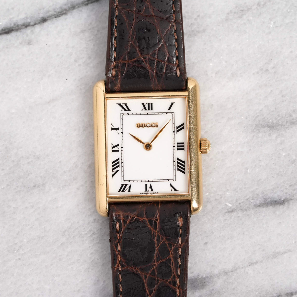 vintage GUCCI wristwatch gold dial leather strap original authentic working Vintage Gucci Watch With Leather Strap - Etsy main image 4