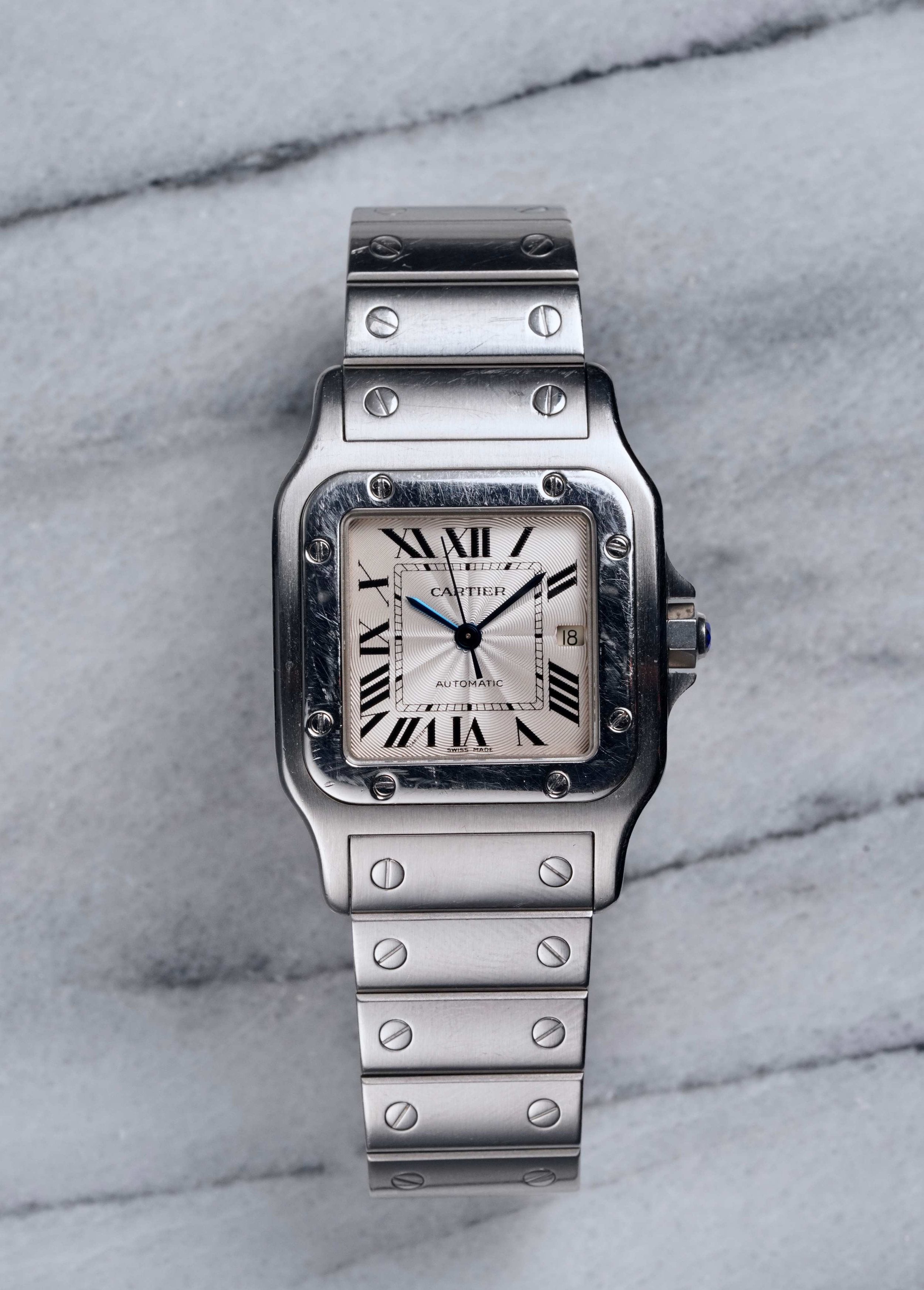 Cartier Santos - Silver Guilloche.