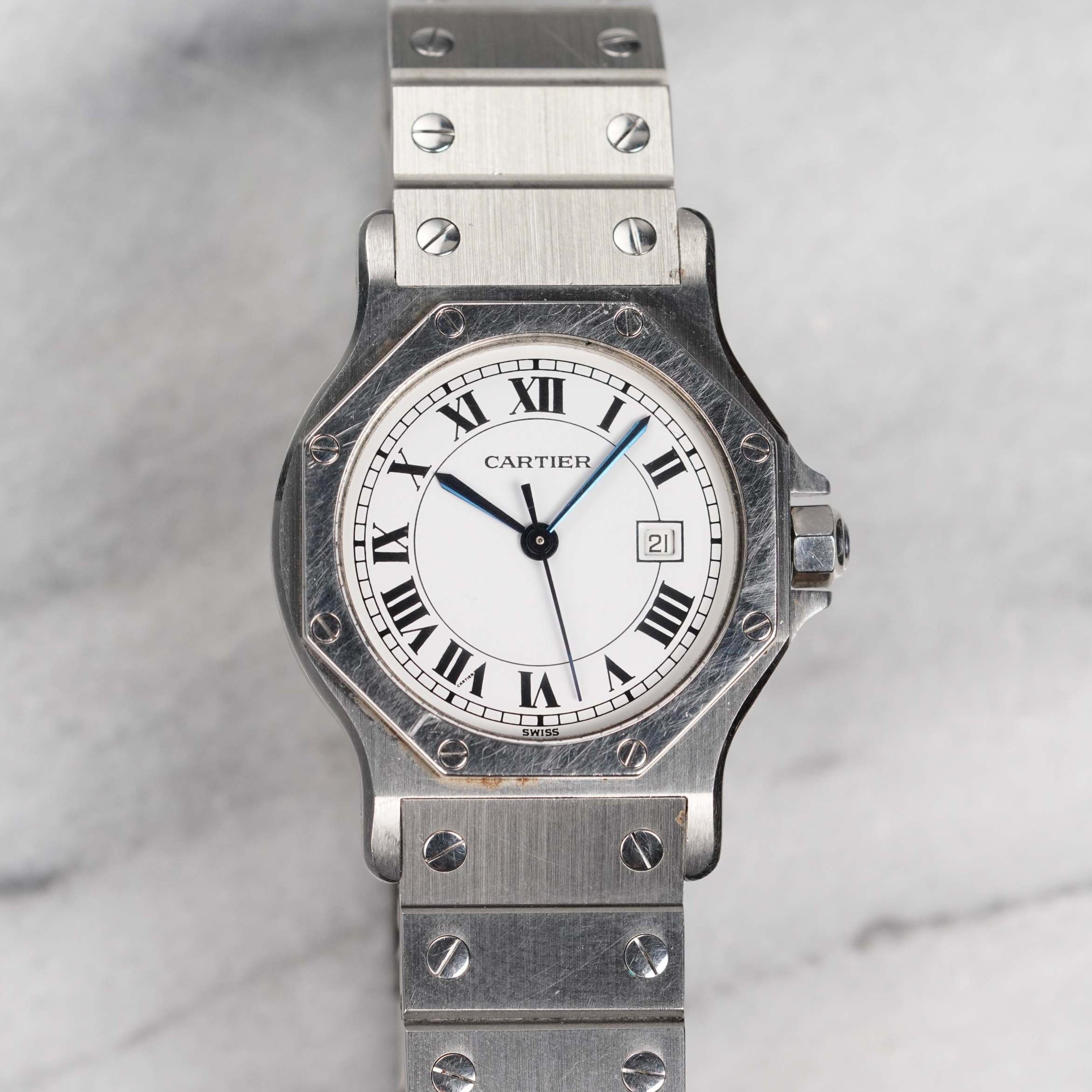 Cartier Octagon - White Roman Dial