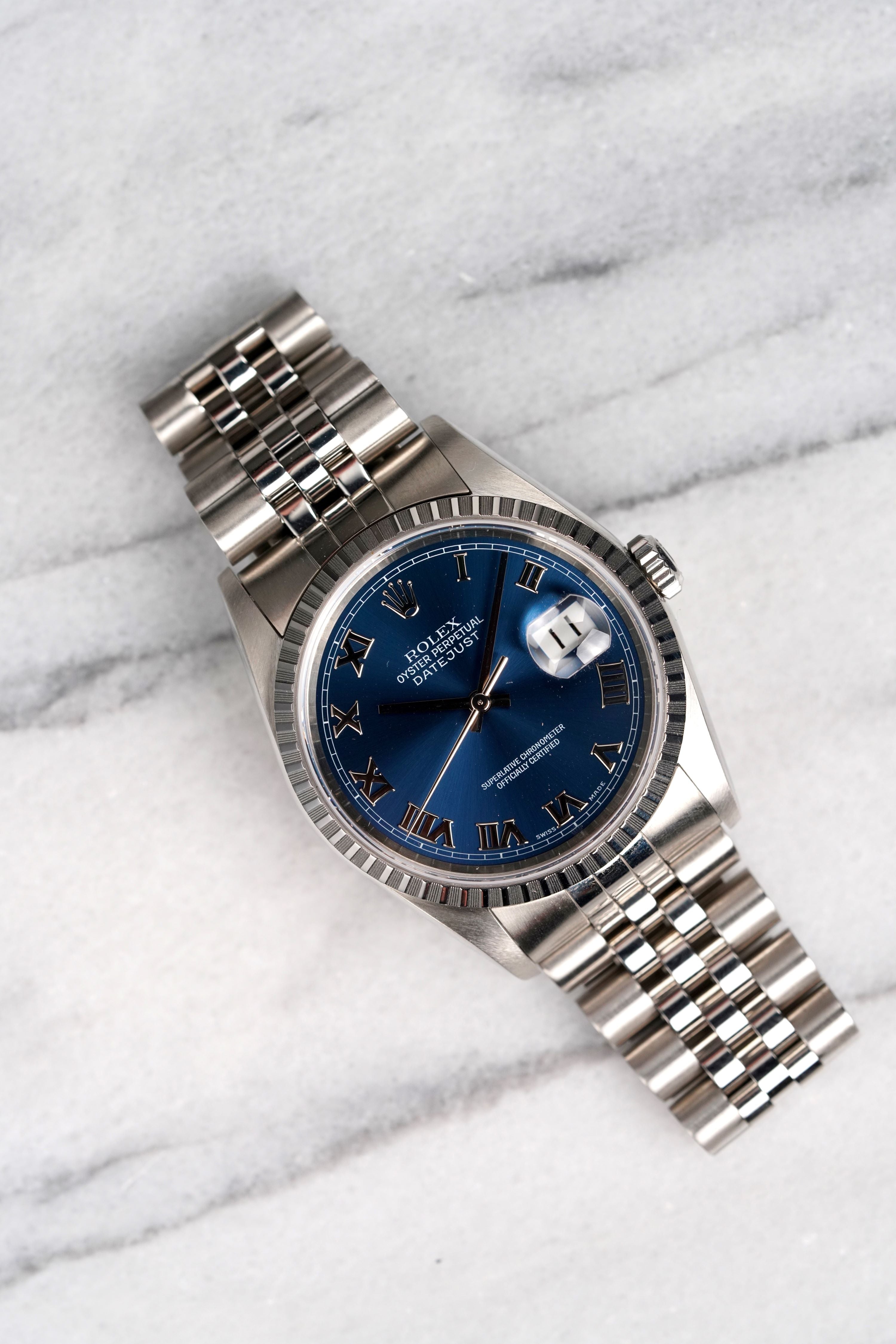 Rolex Datejust 16220 - Blue Roman Dial.