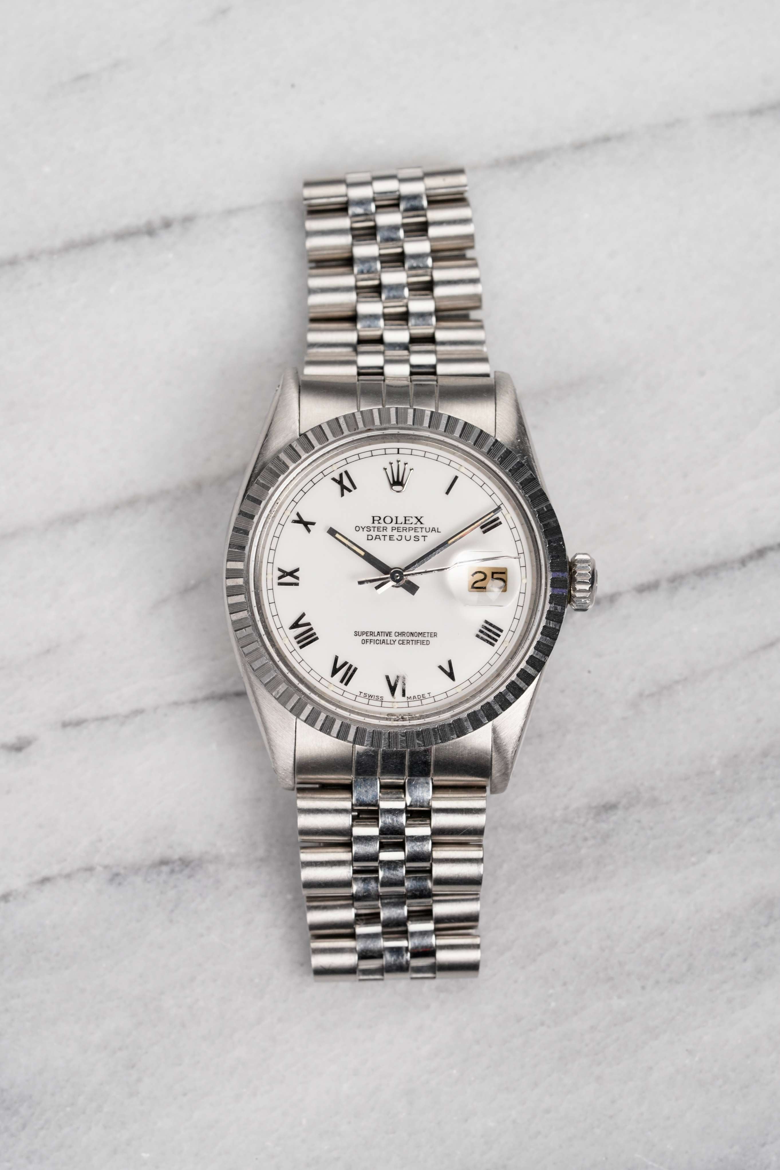 Rolex Datejust 16030 - White Roman Dial.