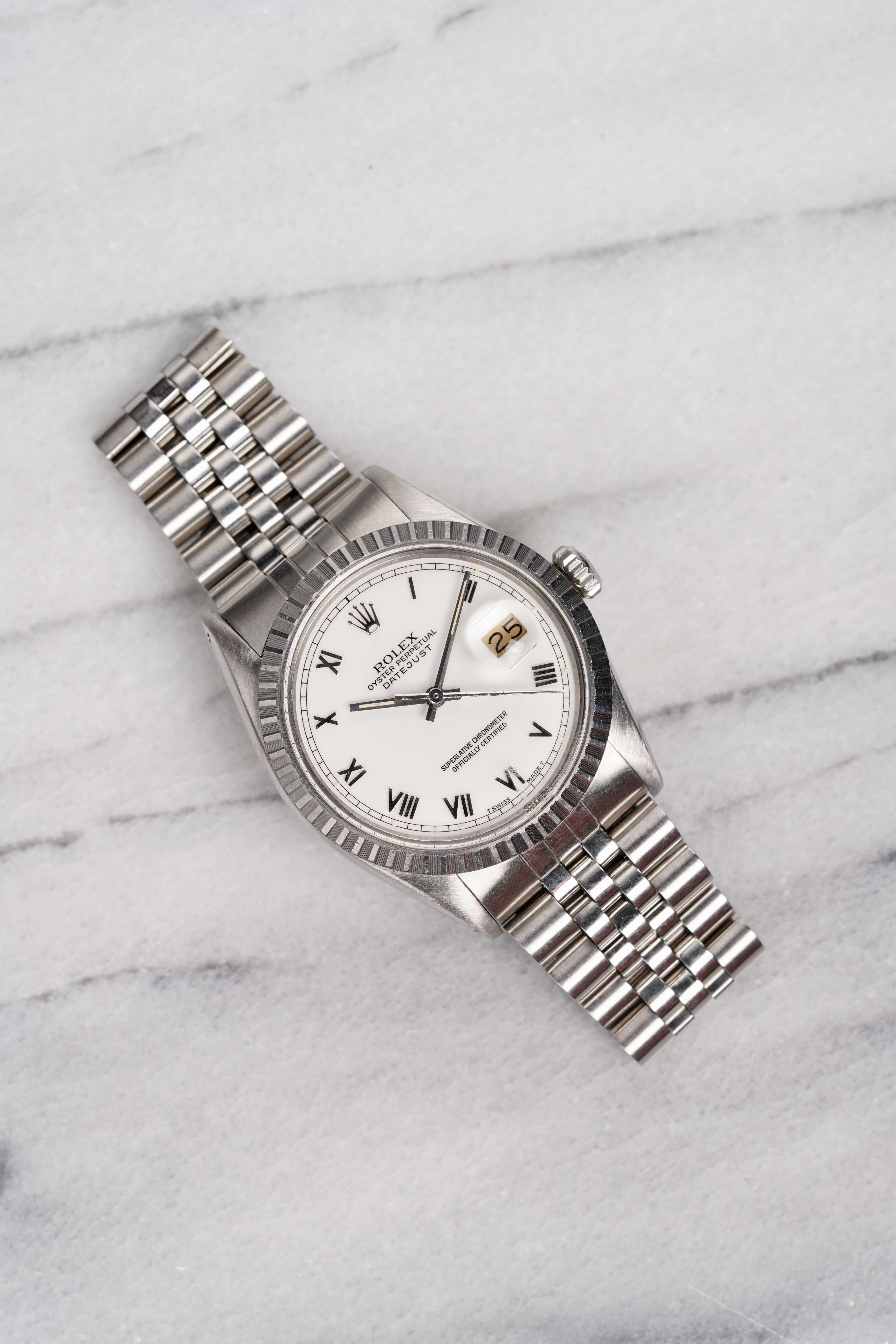 Rolex Datejust 16030 - White Roman Dial.