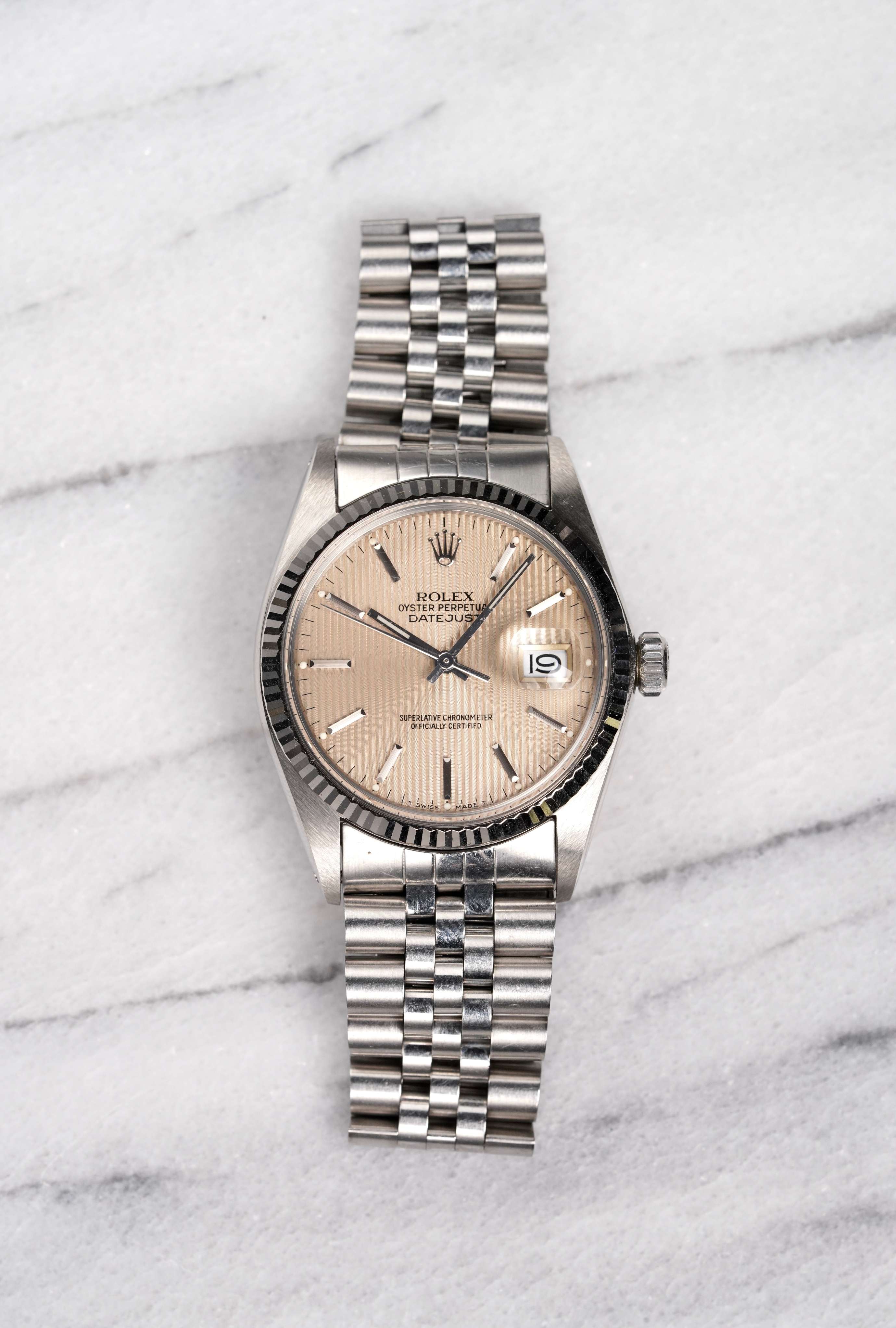 Rolex Datejust 16014 - Silver Tapestry.