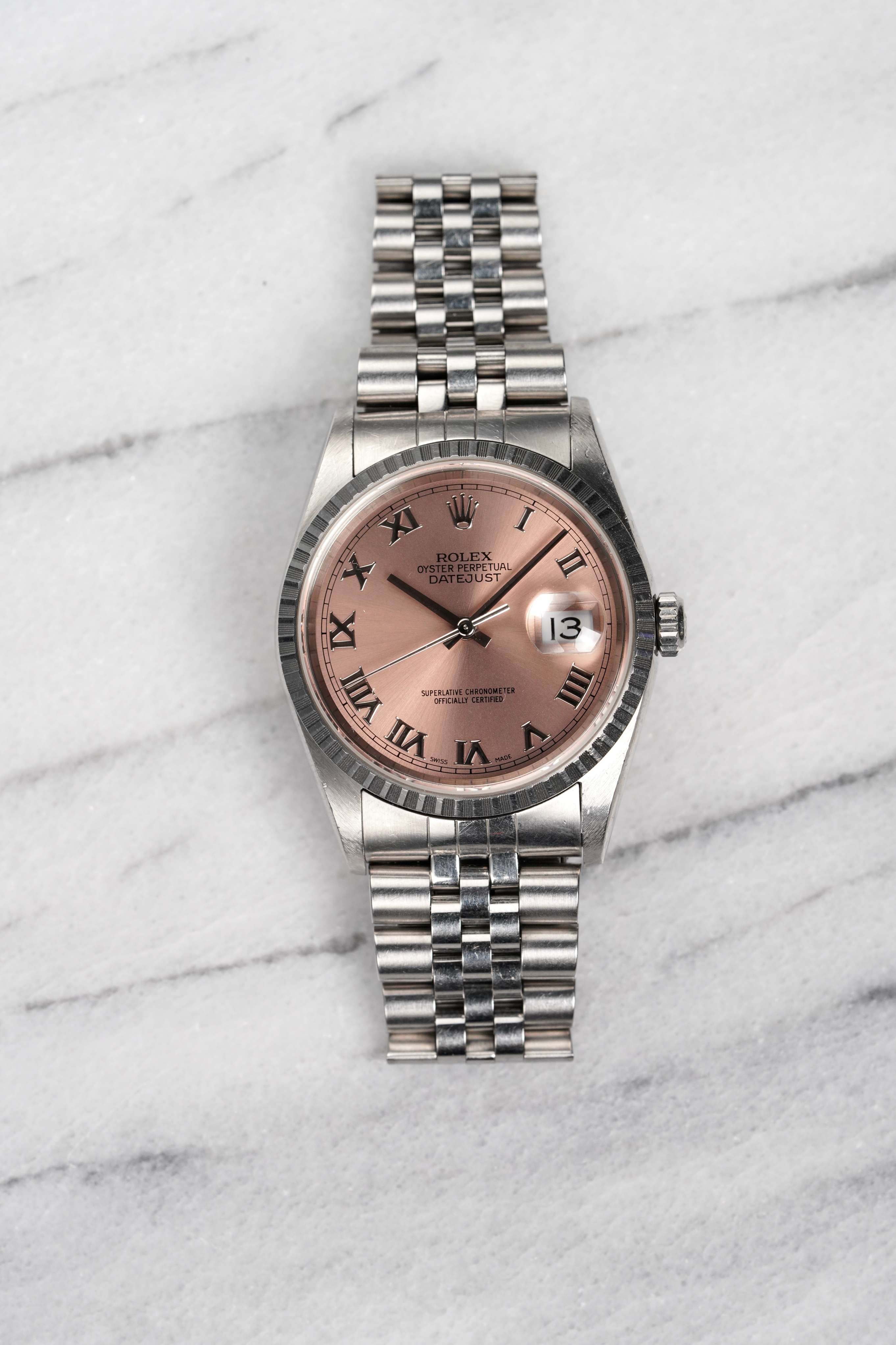 Rolex Datejust 16220 - Salmon Roman Dial.