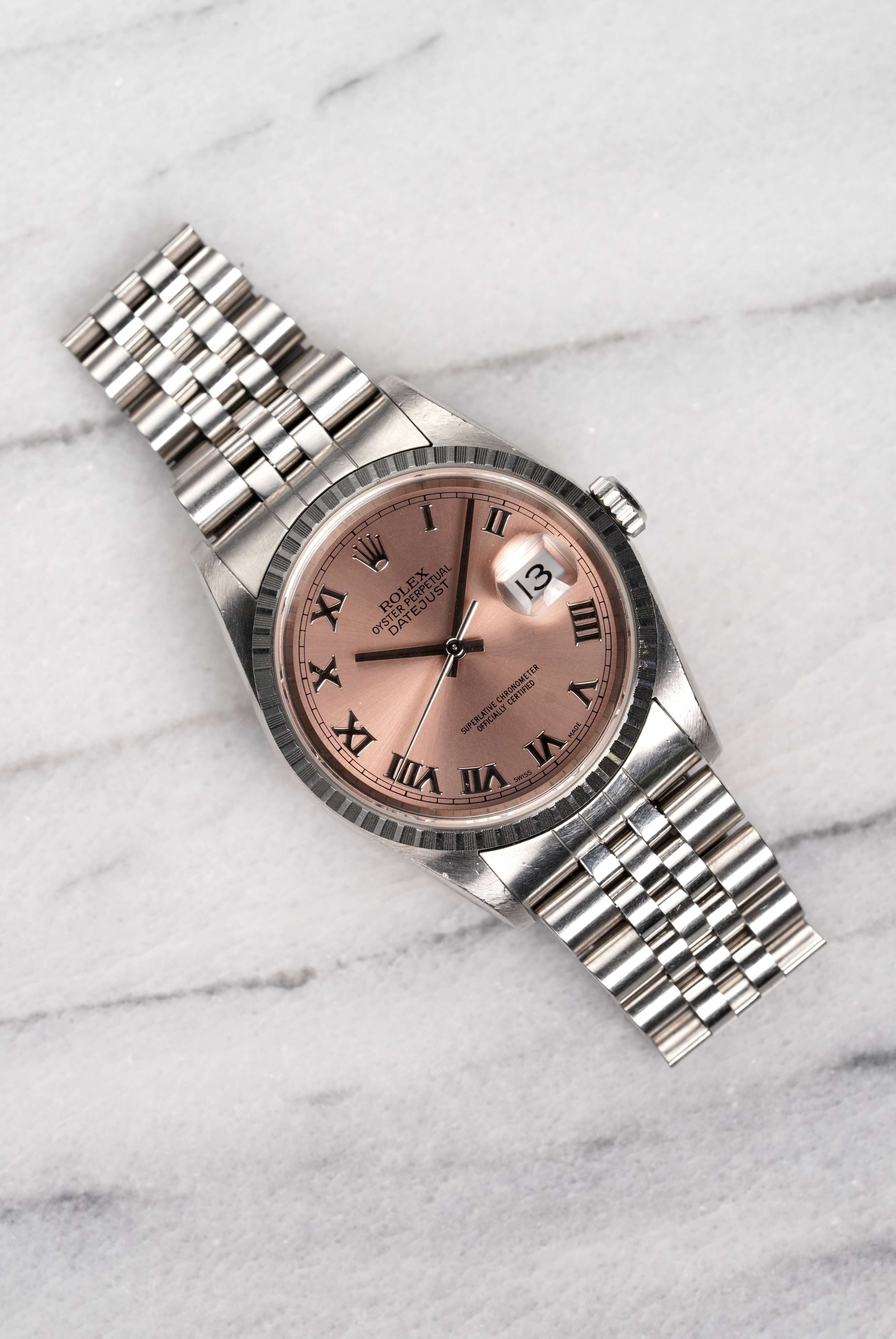 Rolex Datejust 16220 - Salmon Roman Dial.