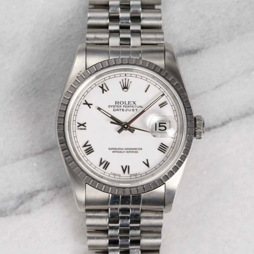 Rolex Datejust 16220 - White Roman Dial