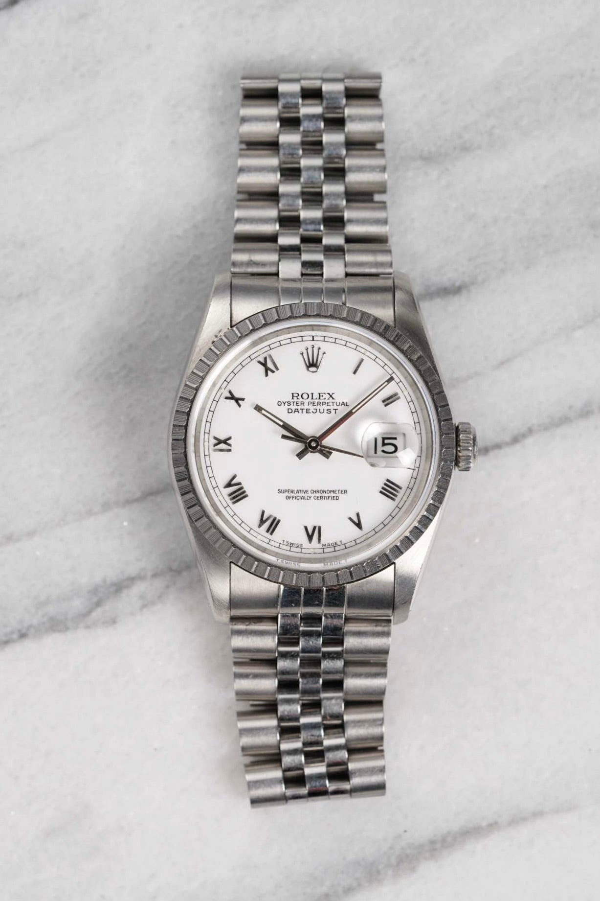 Rolex Datejust 16220 - White Roman Dial