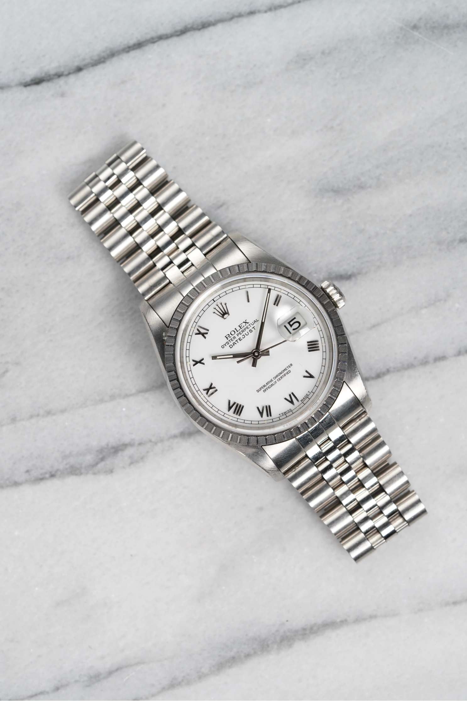 Rolex Datejust 16220 - White Roman Dial