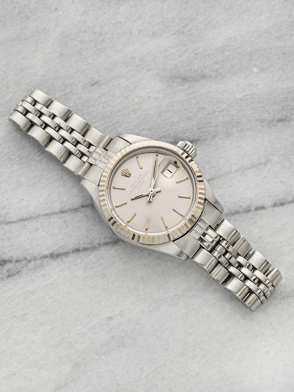 Vintage 1971 Rolex Lady Datejust 6917 Steel Grey Ghost Dial WG Bezel Auto 26mm