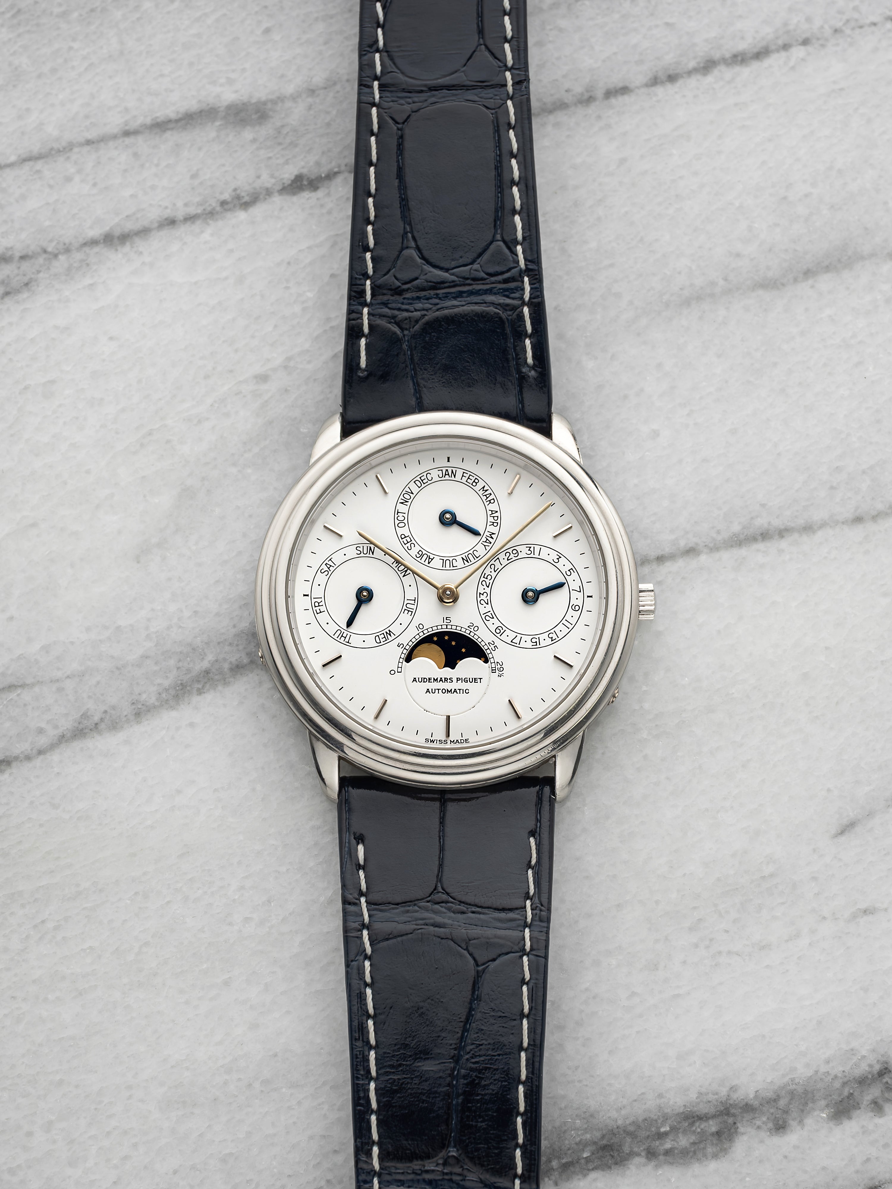 Vintage 80s Audemars Piguet Quantieme Perpetual 25548PT Platinum Moonphase 36mm