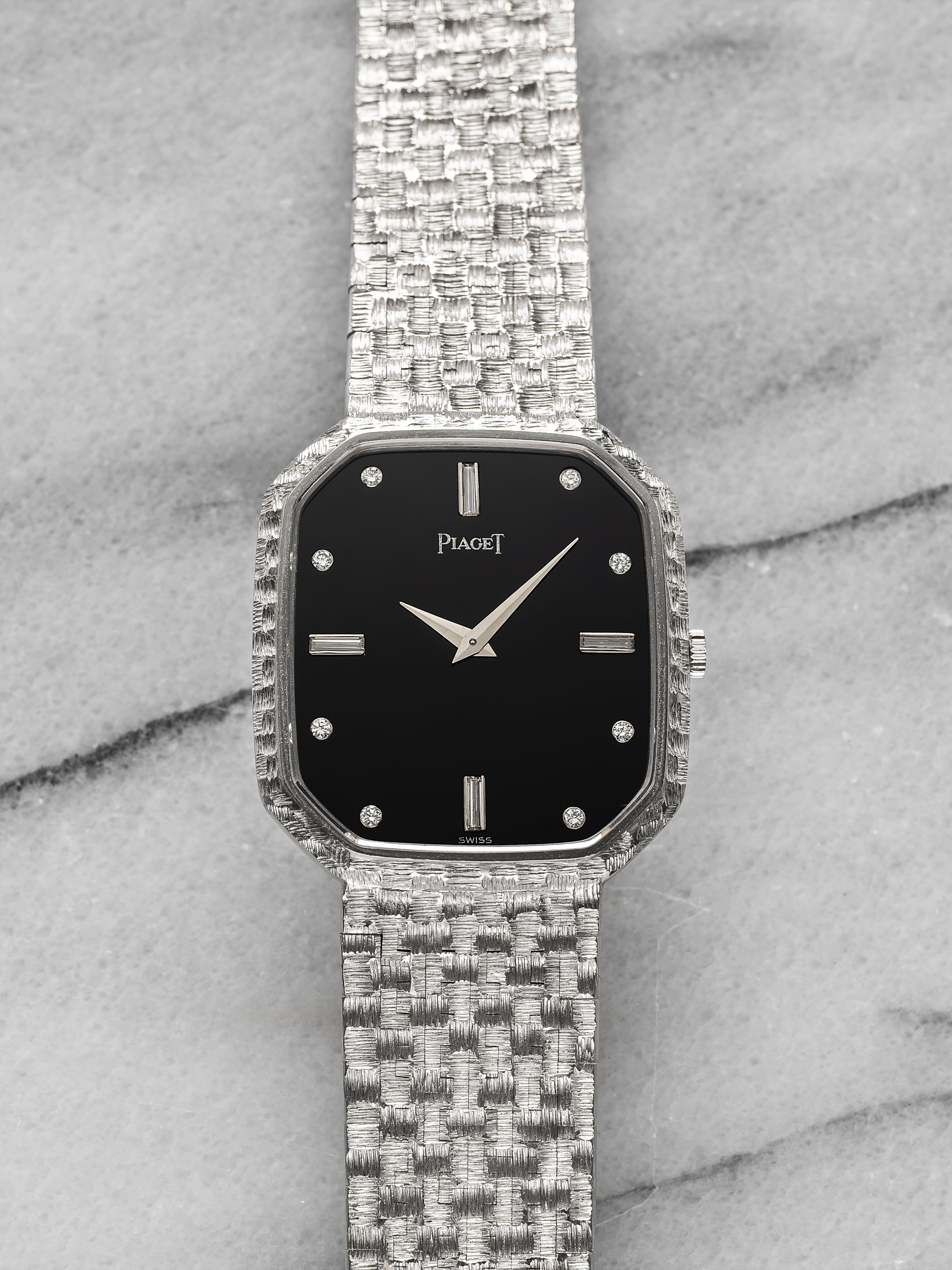 Piaget 9791 - Integrated Bracelet, Onyx Dial with Diamond Indicies