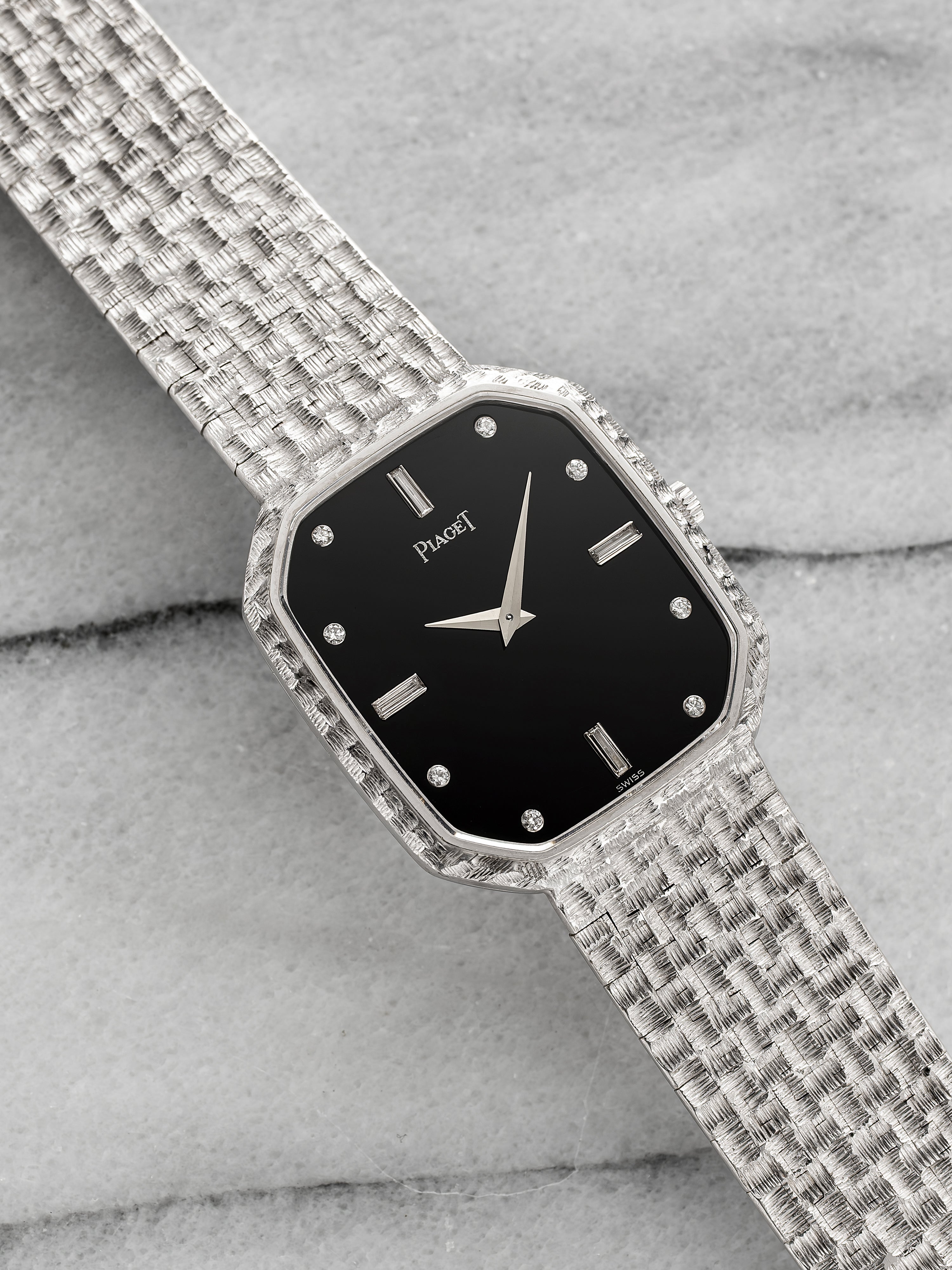 Piaget 9791 - Integrated Bracelet, Onyx Dial with Diamond Indicies