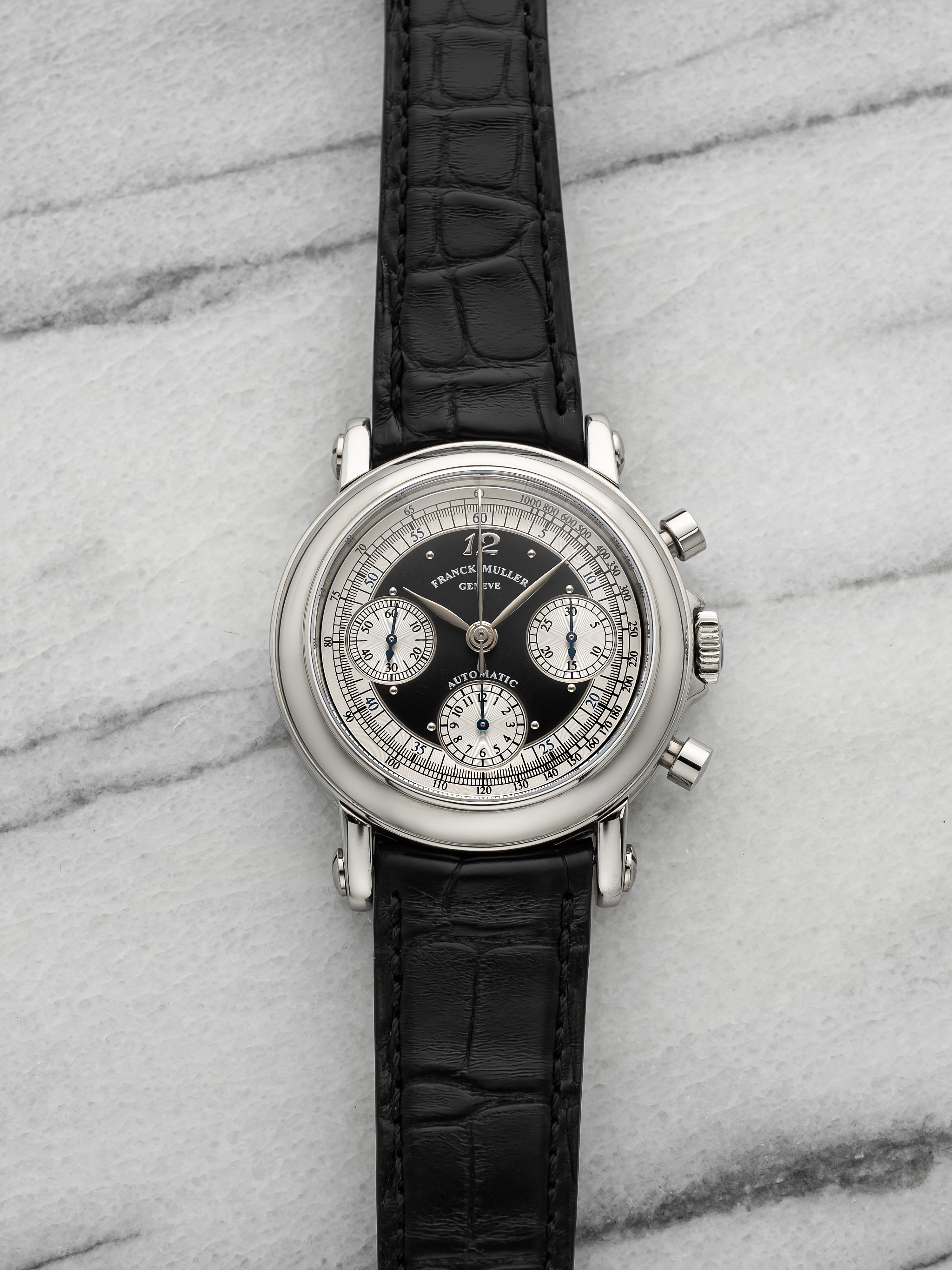 2000s Franck Muller Chronograph 7000 CC Steel Panda Dial Automatic 39mm