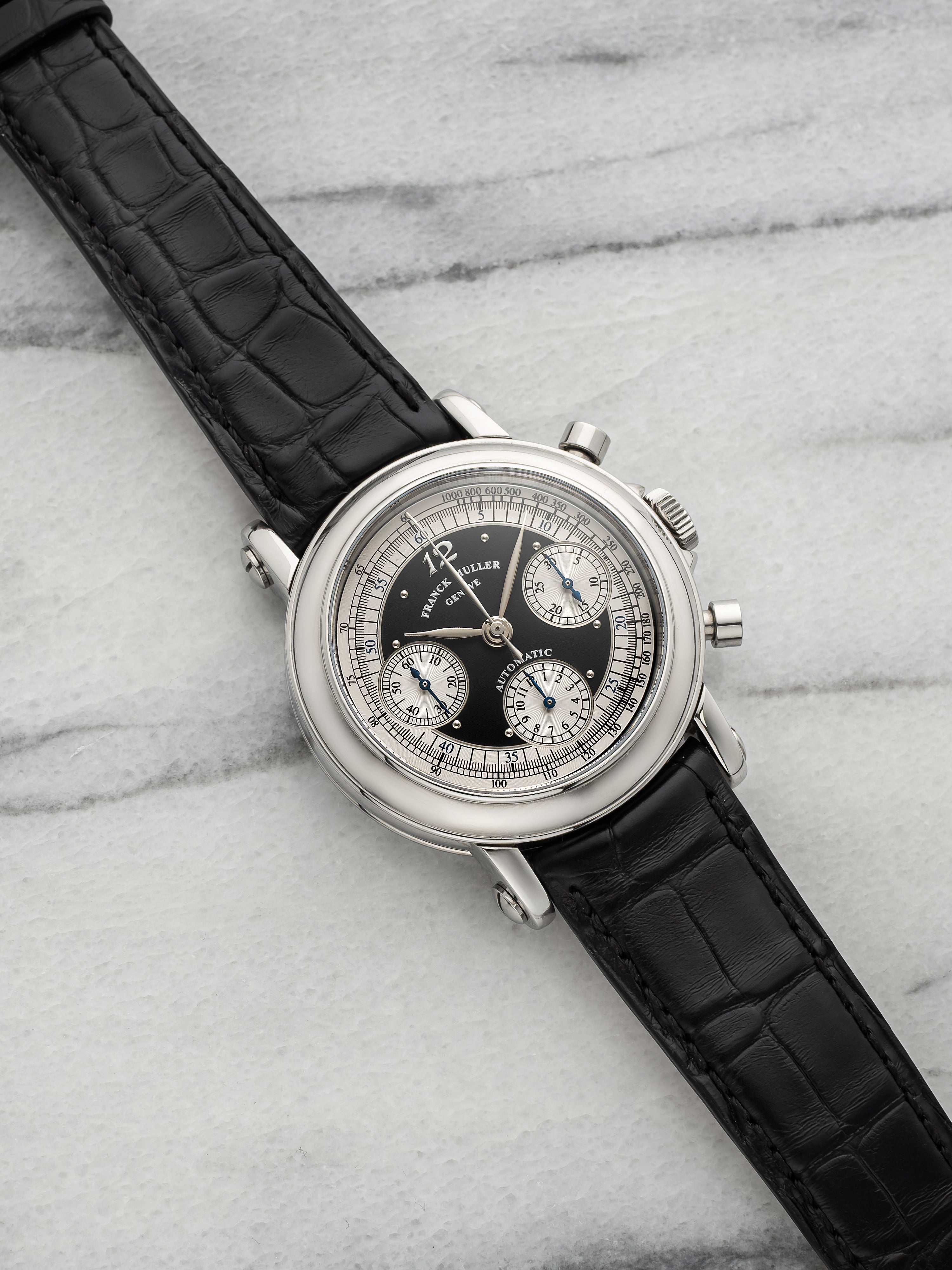 2000s Franck Muller Chronograph 7000 CC Steel Panda Dial Automatic 39mm