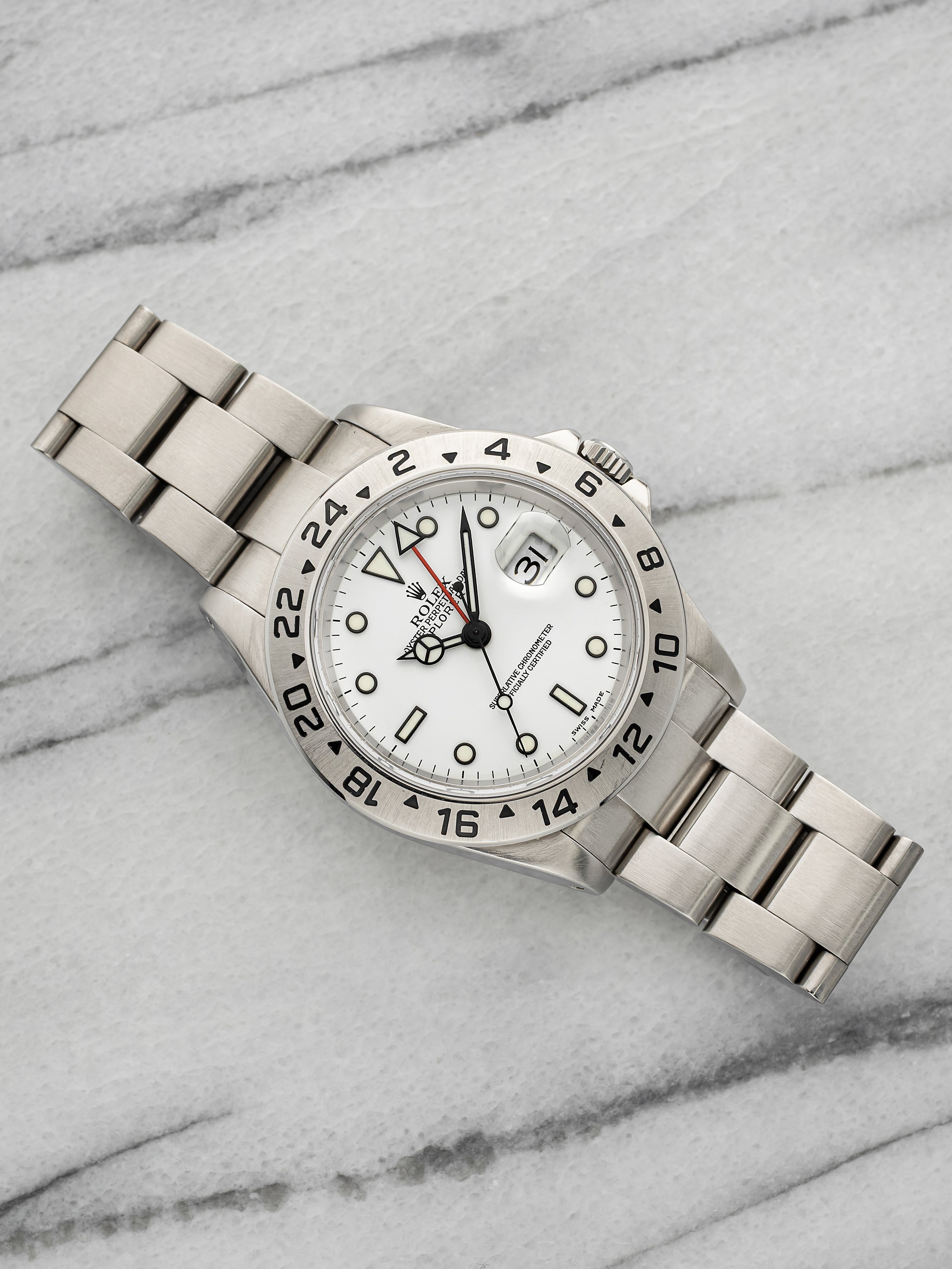 2002 Rolex Explorer II 16570 Stainless Steel White Polar Dial Automatic 40mm