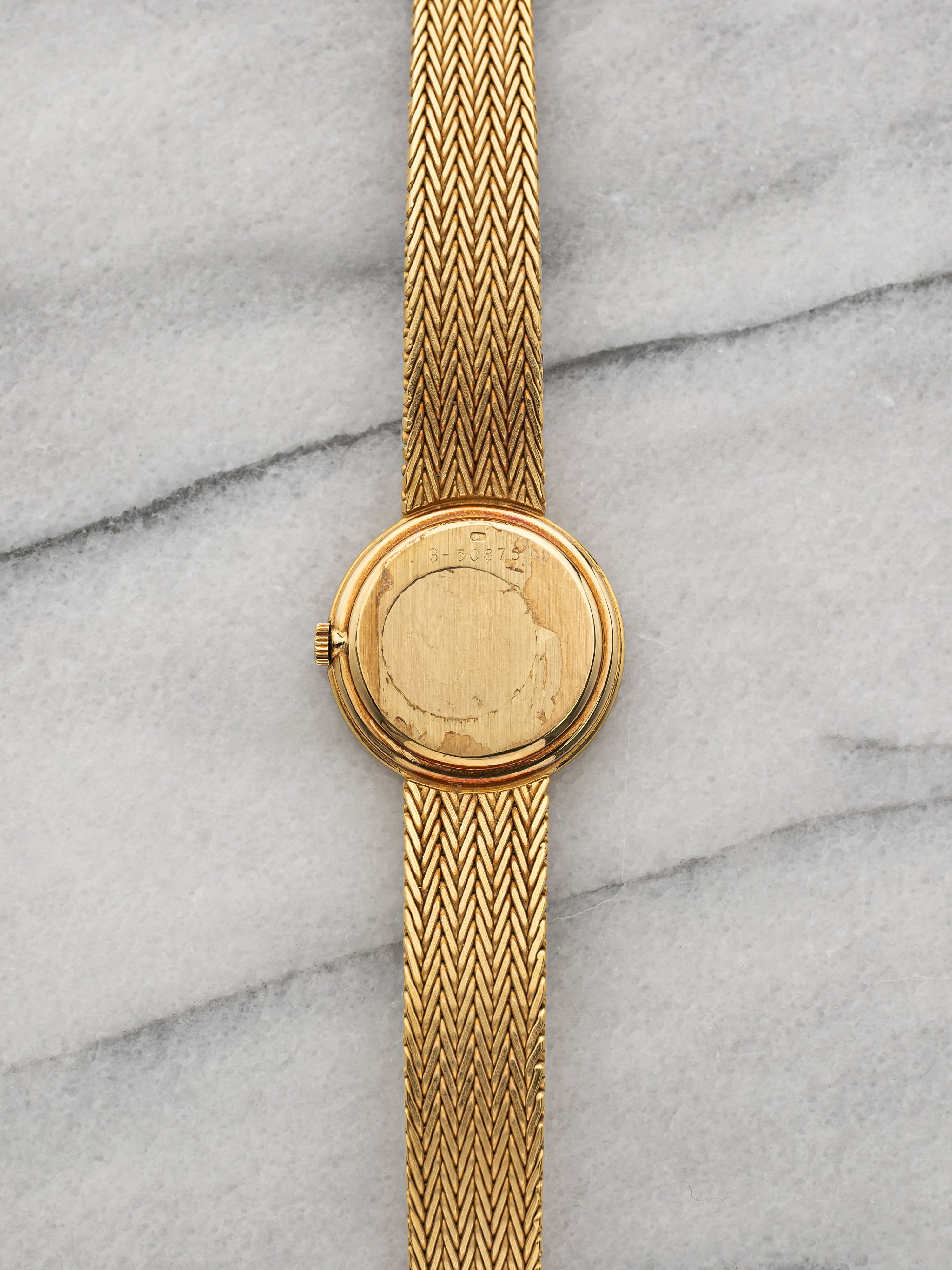 ~1980s Audemars Piguet Ladies Watch 18K Yellow Gold Textured Diamond Dial Manual