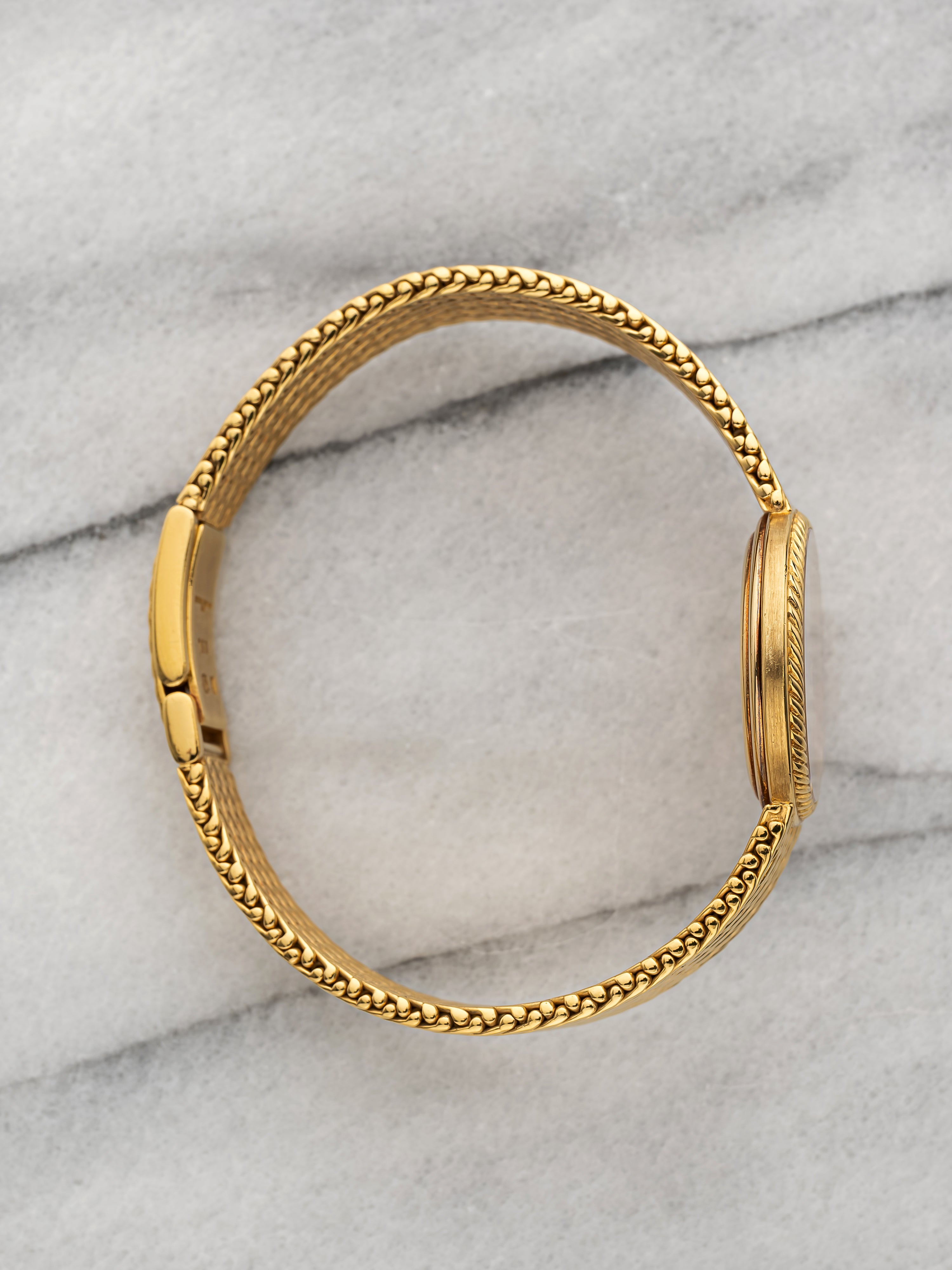 ~1980s Audemars Piguet Ladies Watch 18K Yellow Gold Textured Diamond Dial Manual