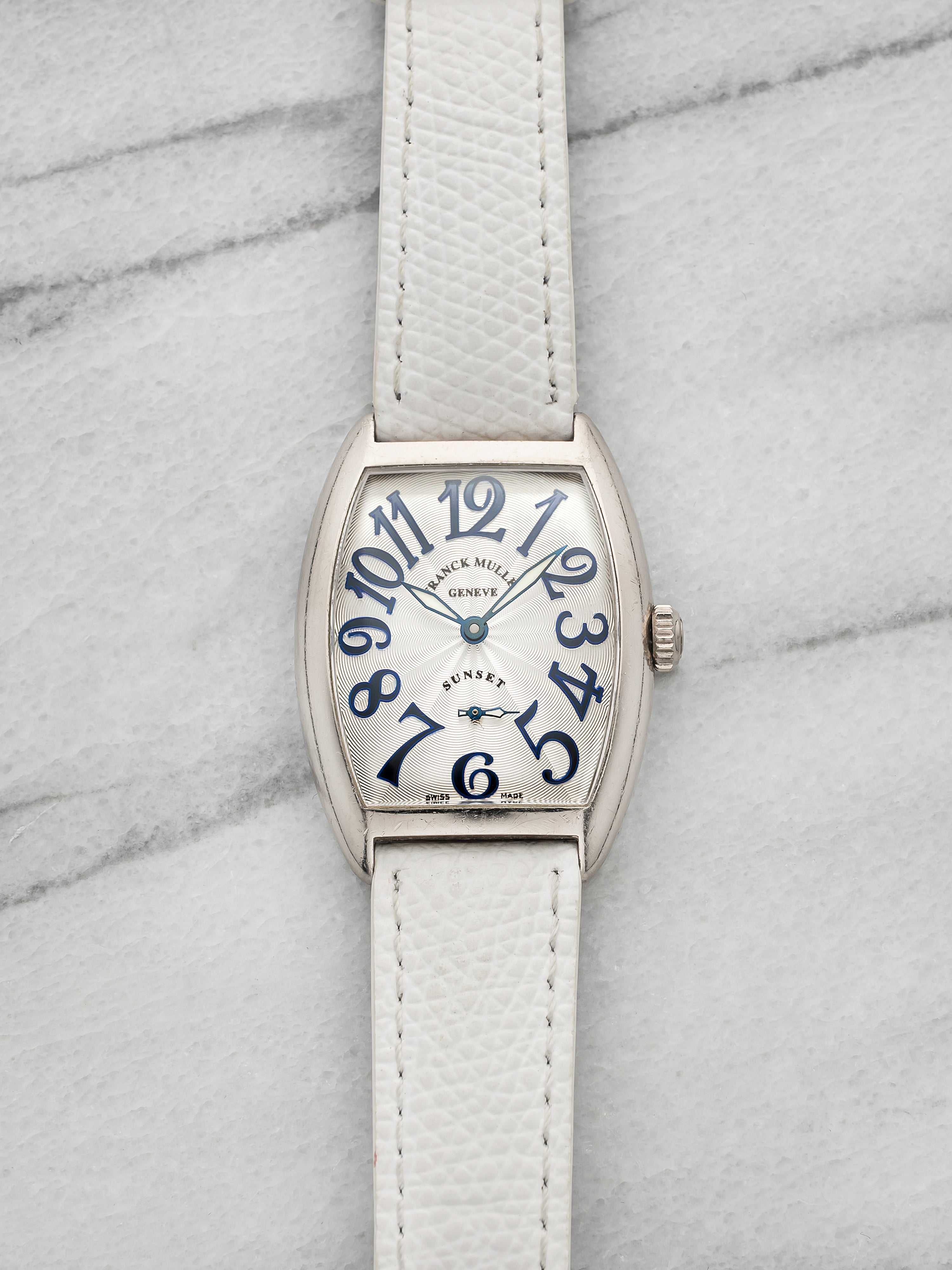 Vintage 1990s Franck Muller Lady Sunset 7500 S6 18K WG Guilloche Dial 29mm