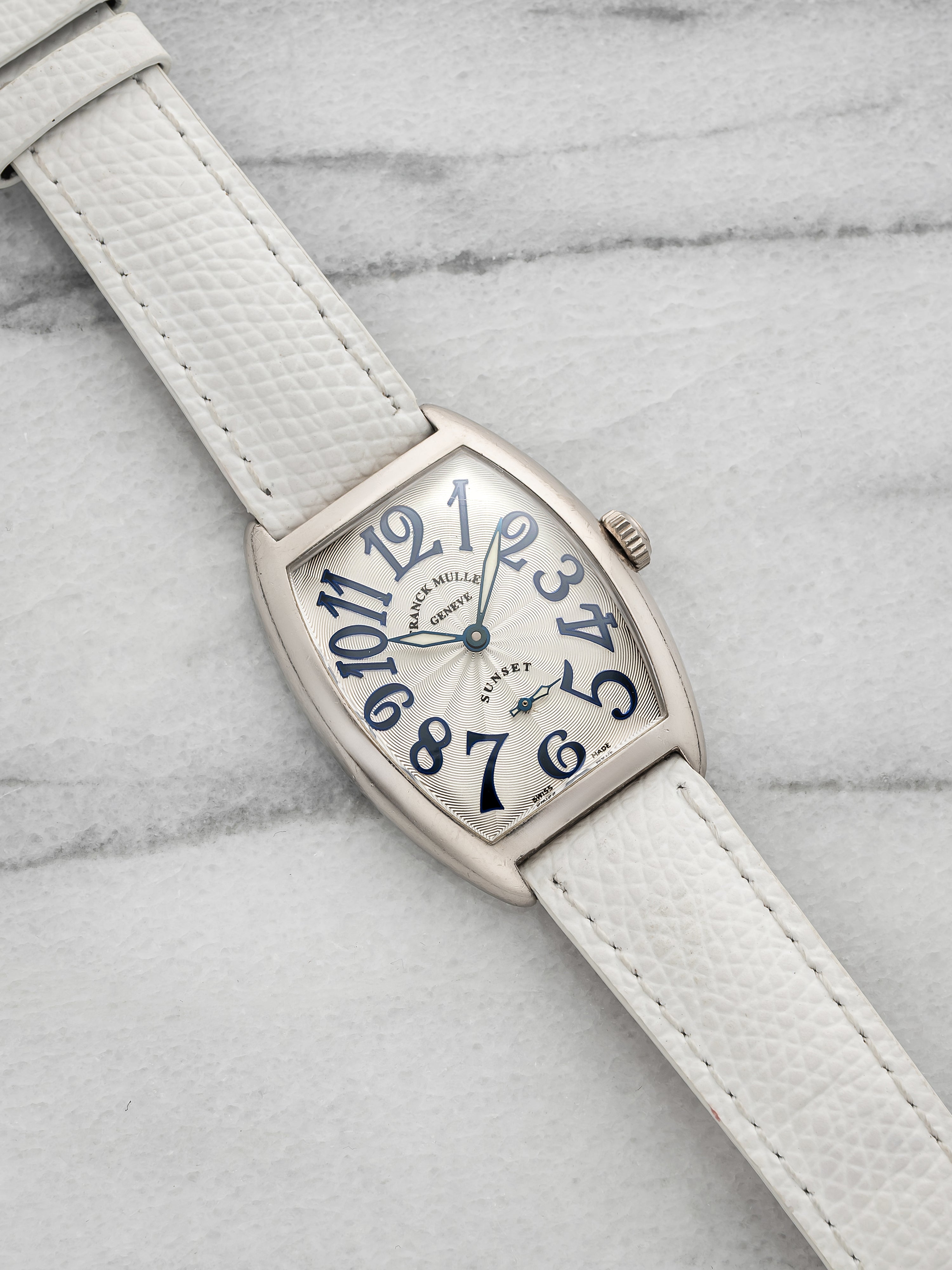 Vintage 1990s Franck Muller Lady Sunset 7500 S6 18K WG Guilloche Dial 29mm