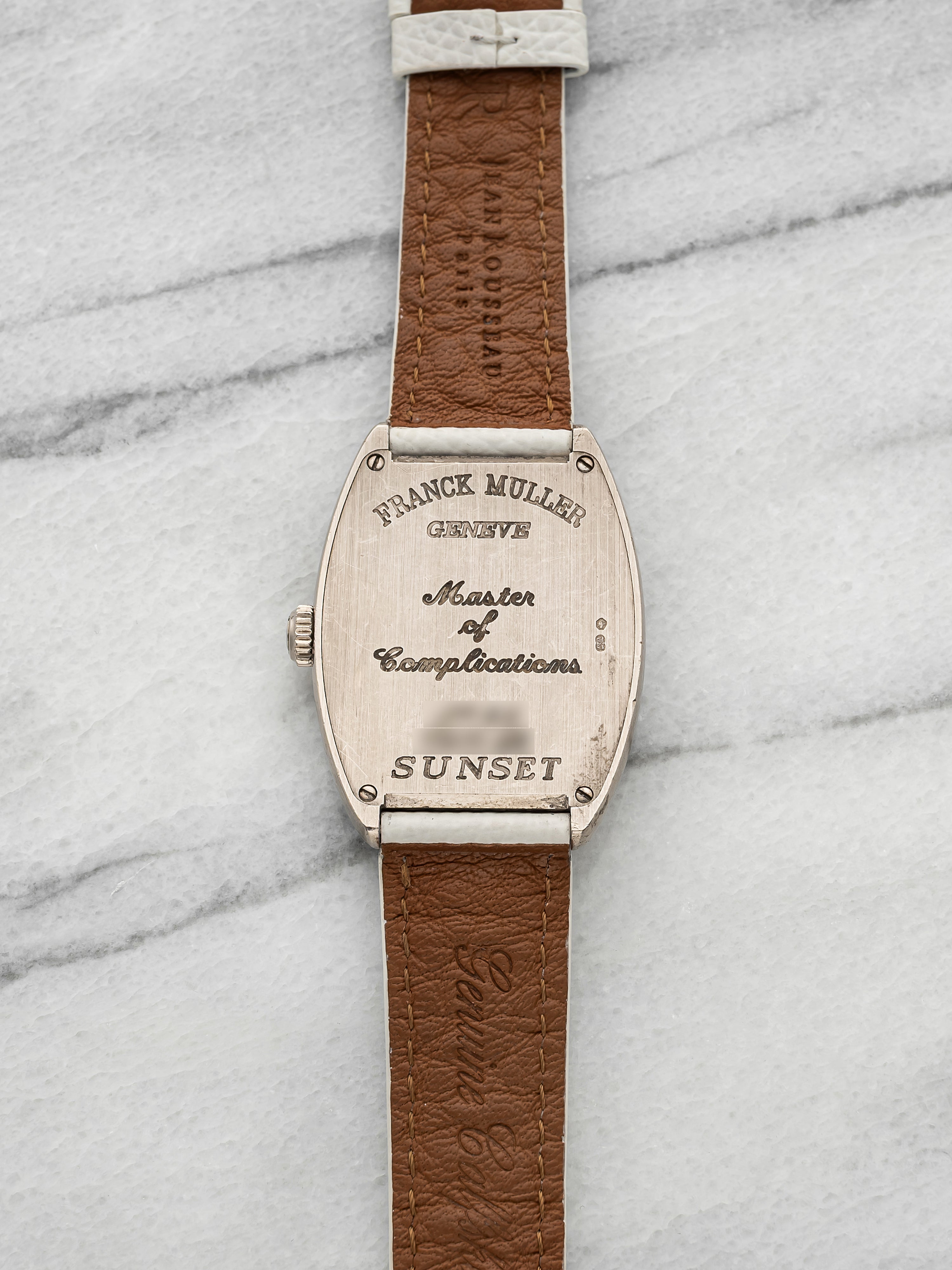Vintage 1990s Franck Muller Lady Sunset 7500 S6 18K WG Guilloche Dial 29mm