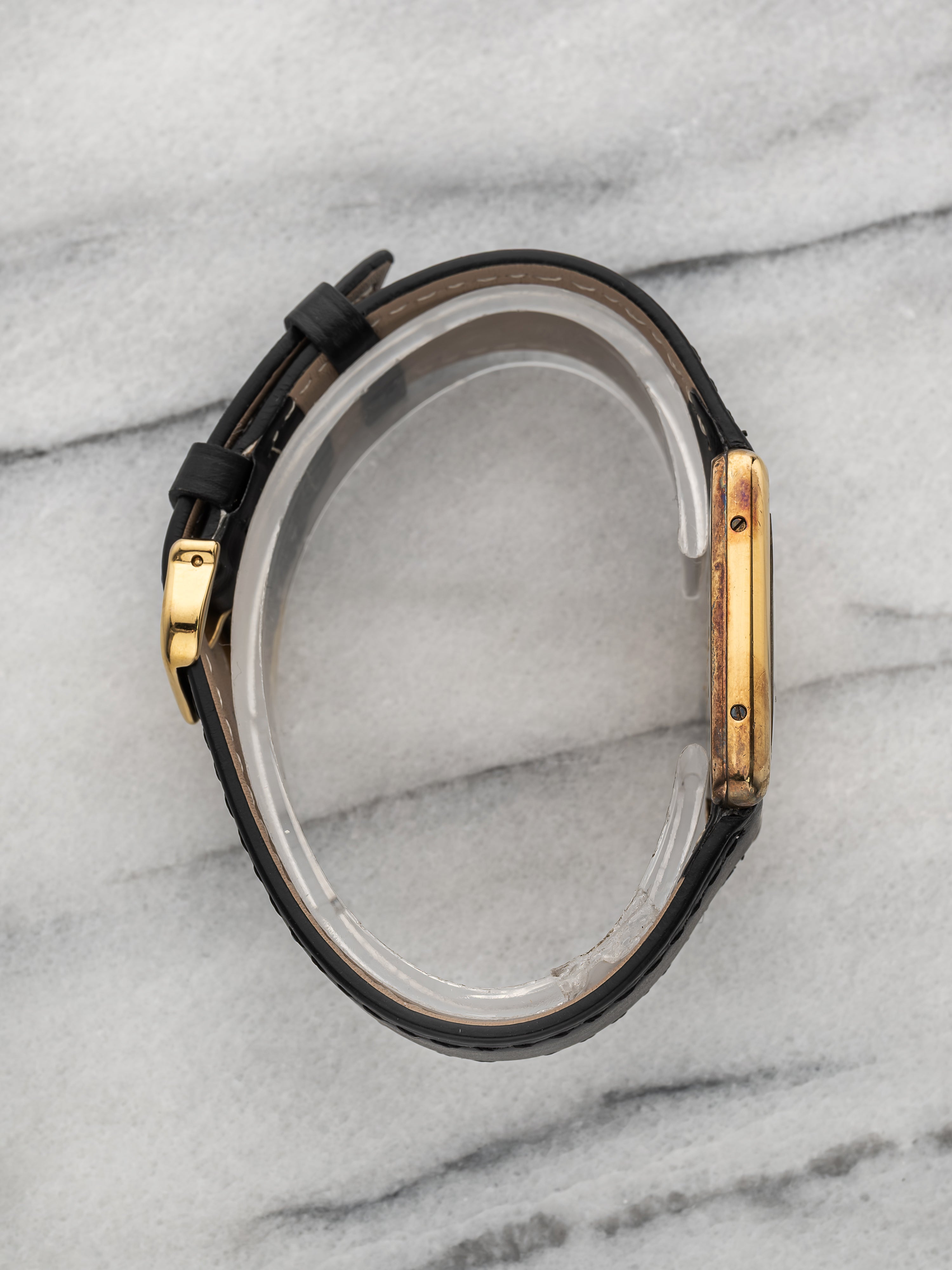 1970s Cartier Must de Tank 590005 Vermeil Lemon Roman Dial Quartz 23mm