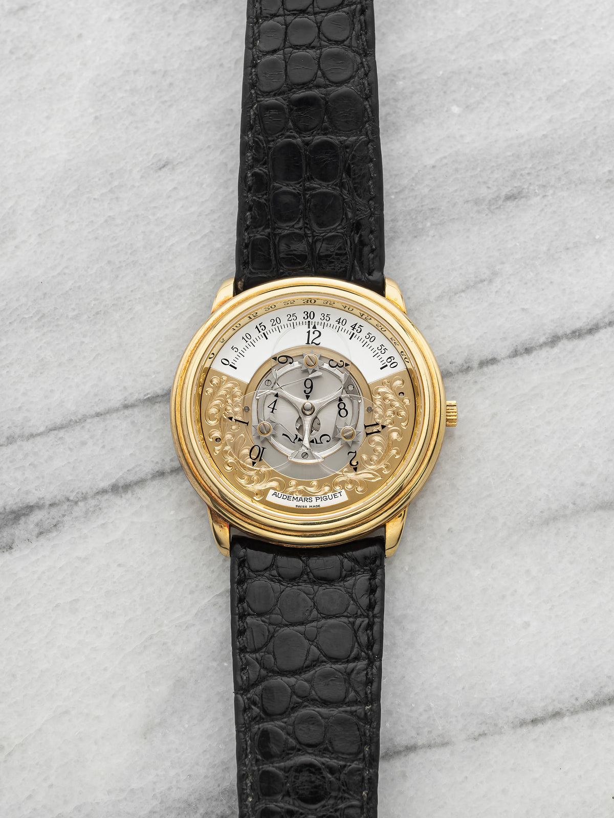 Vintage 1990s Audemars Piguet Star Wheel 25720BA 18K YG Exhibition Auto 36mm