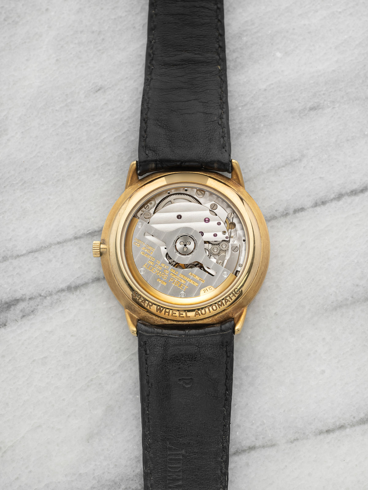 Vintage 1990s Audemars Piguet Star Wheel 25720BA 18K YG Exhibition Auto 36mm
